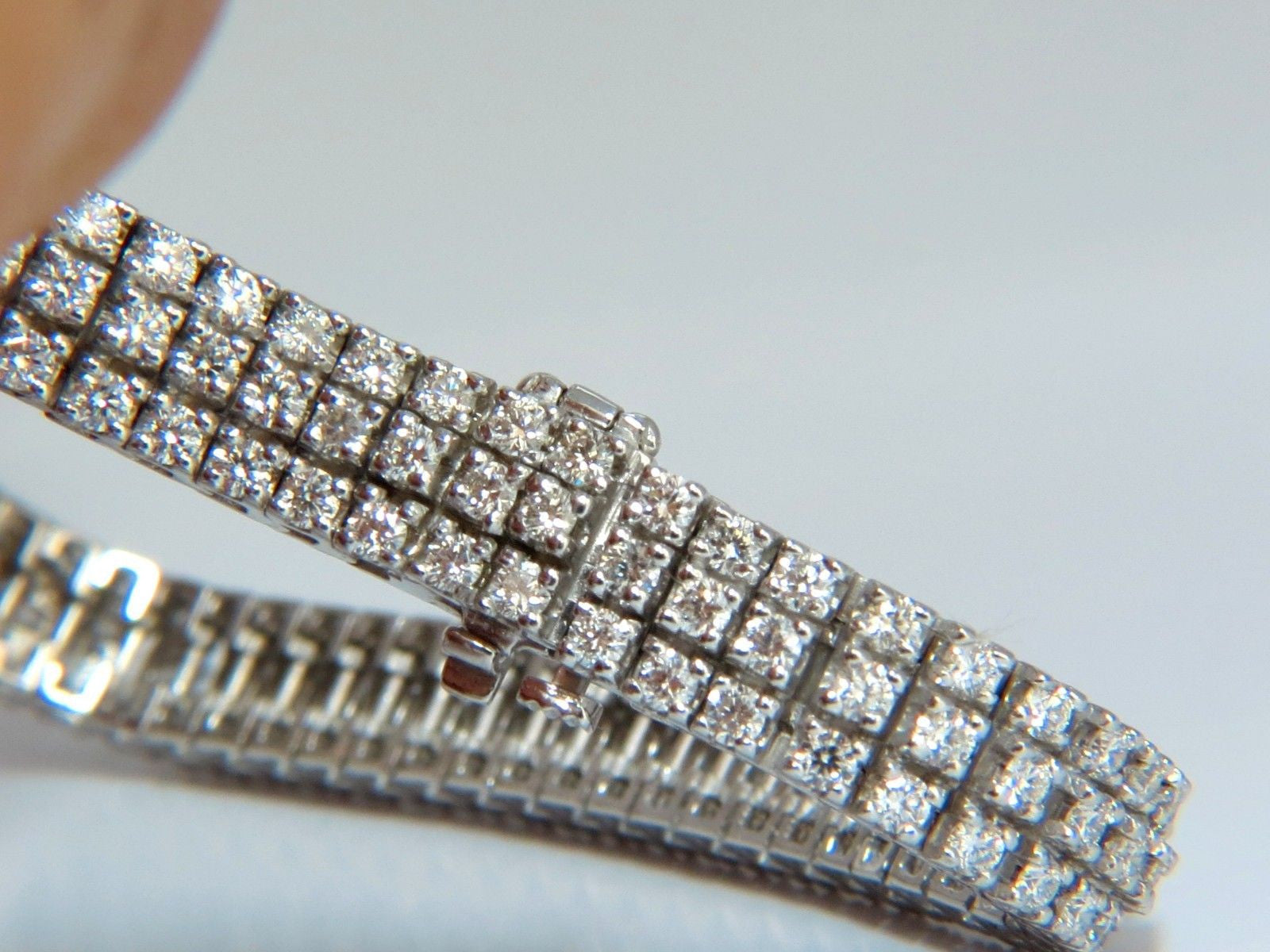 5.50ct Natural Round Brilliant Diamond Tennis Bracelet in 14K White Gold - Elegant Three Row Design for Women, Perfect for Weddings, Anniversaries & Special Occasions