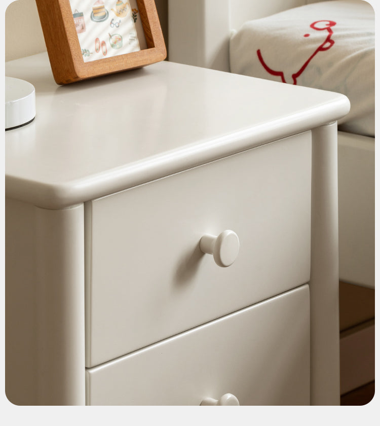 Solid Wood Poplar Kids Nightstand - American White Bedside Table for Children's Room, Nursery, or Playroom - Durable & Stylish Furniture for Bedtime Storage