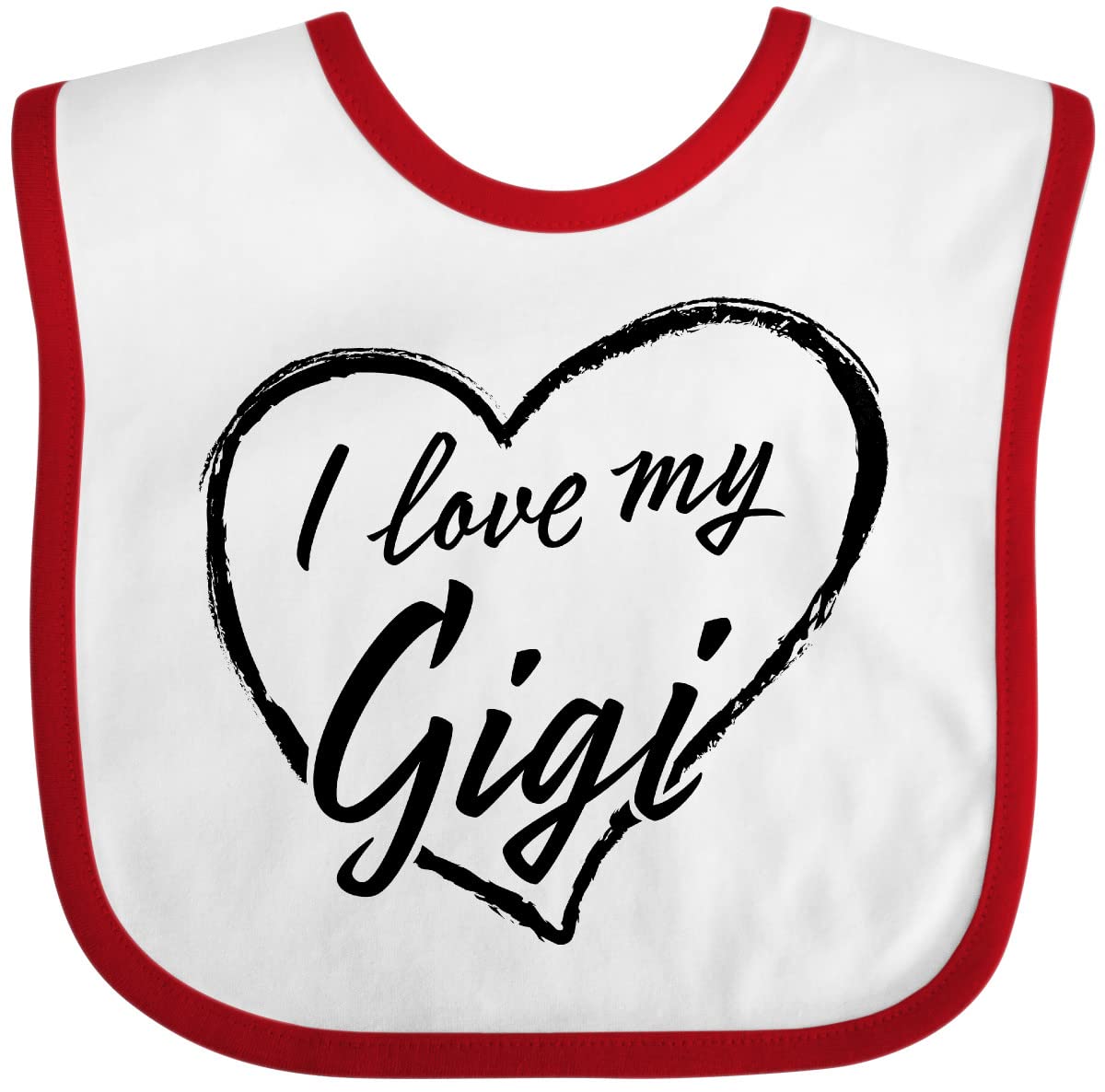 Inktastic I Love My Gigi Black Chalk Heart Baby Bib - Soft Cotton Drool Bib for Infants, Perfect Gift for Grandparents Day & Newborn Showers