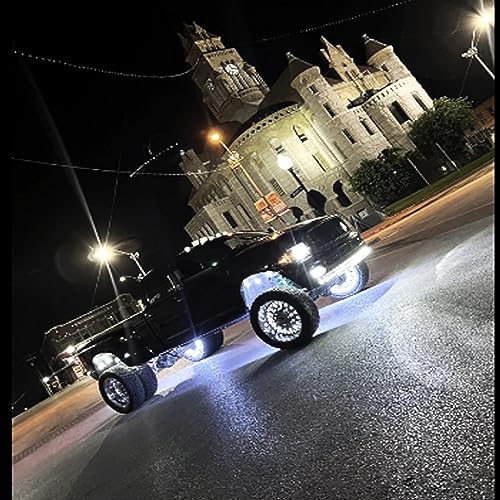 15.5 Inch 576 LED Pure White Wheel Ring Lights - Super Bright Double Row Waterproof Tire Rim Light Kit with RF Remote Control for Trucks, Cars, Off-Road Pickups - Perfect for Night Driving, Car Shows & Off-Road Adventures