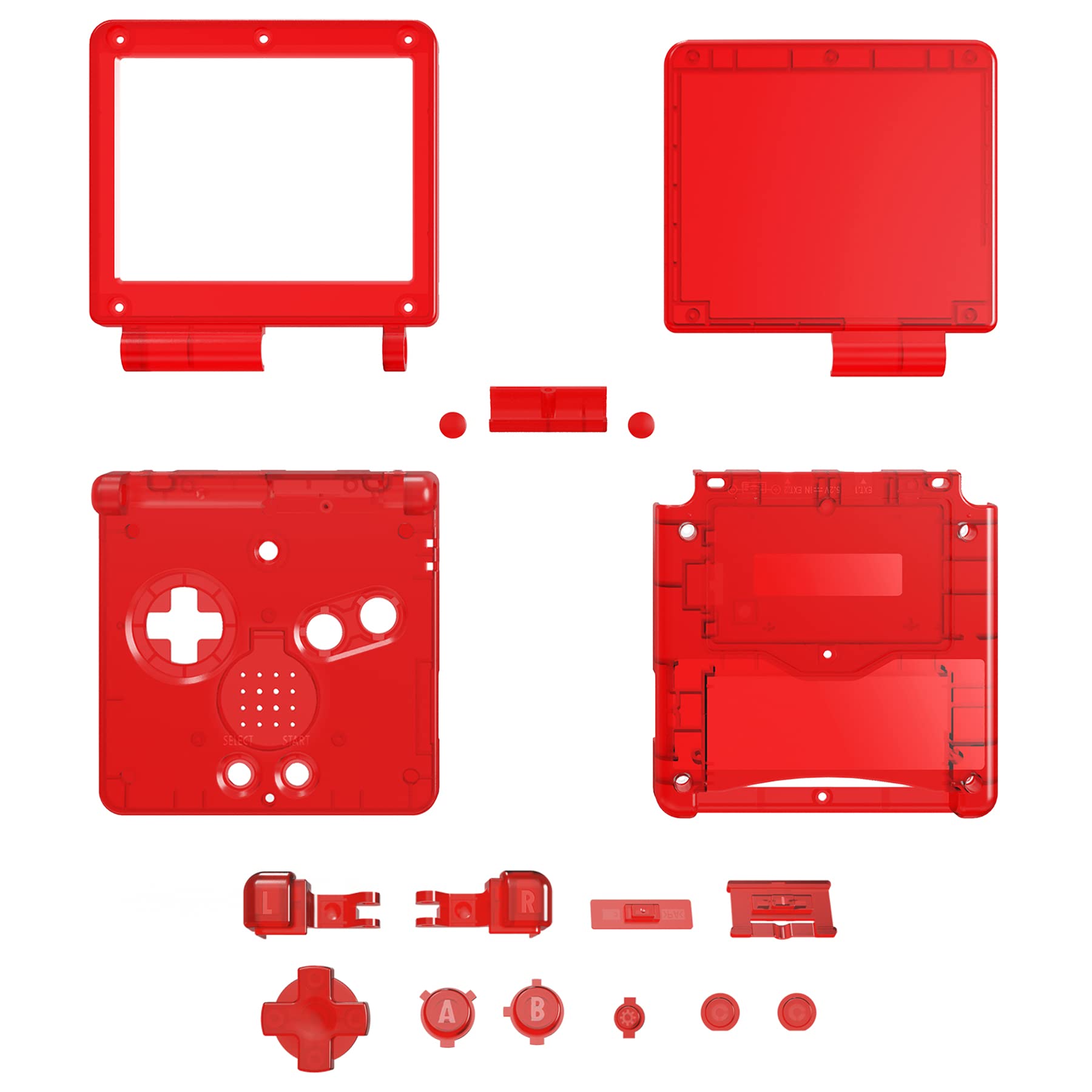 eXtremeRate Custom Shell with Full Buttons for Gameboy Advance SP GBA SP - Transparent Series Case Compatible with IPS & Standard LCD Screens (Console & Screen Not Included) - Red Transparent - Perfect for Gaming Enthusiasts & Retro Console Modding