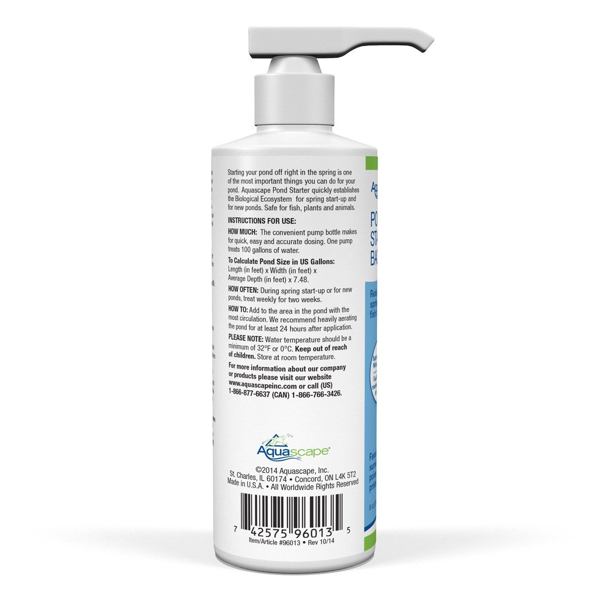 Aquascape 96013 Pond Starter Bacteria Water Treatment - 8oz for Clean Ponds, Fountains, and Water Features