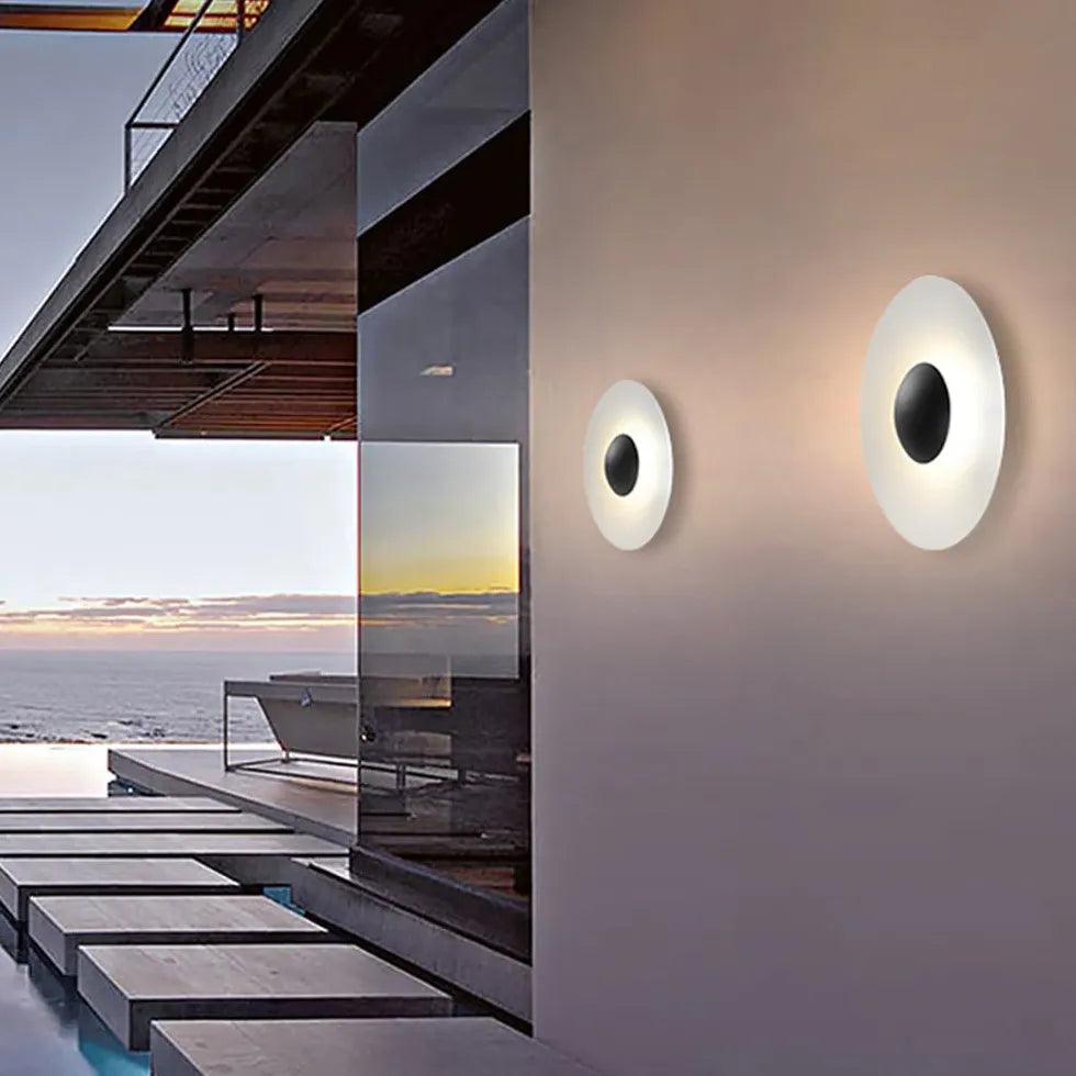 Modern Disc Outdoor Wall Light - Waterproof LED Exterior Sconce for Patio, Garden, Porch & Entryway Lighting - Energy Efficient & Weather Resistant