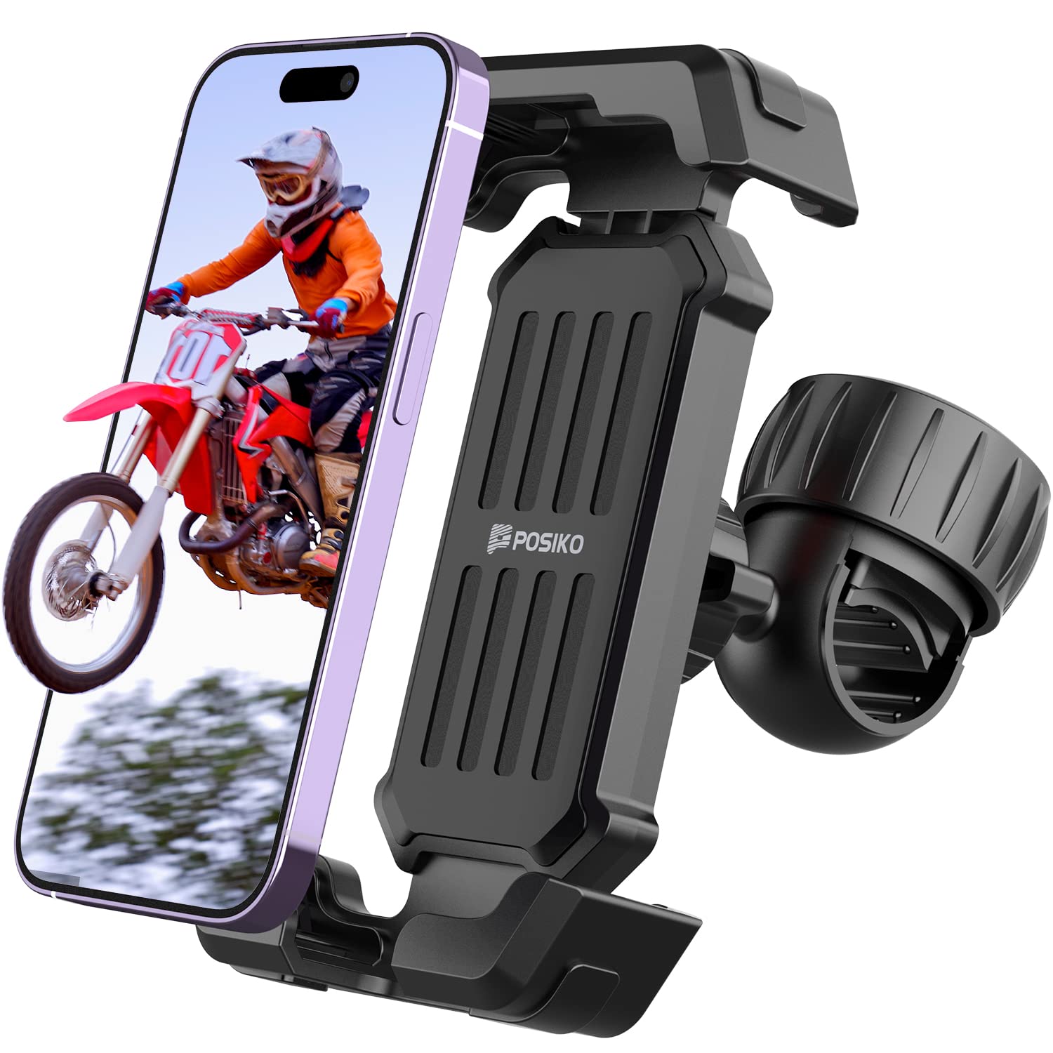 POSIKO Universal Bike Phone Mount Holder - Adjustable Motorcycle & Bicycle Phone Mount for iPhone, Samsung & Smartphones 4.7