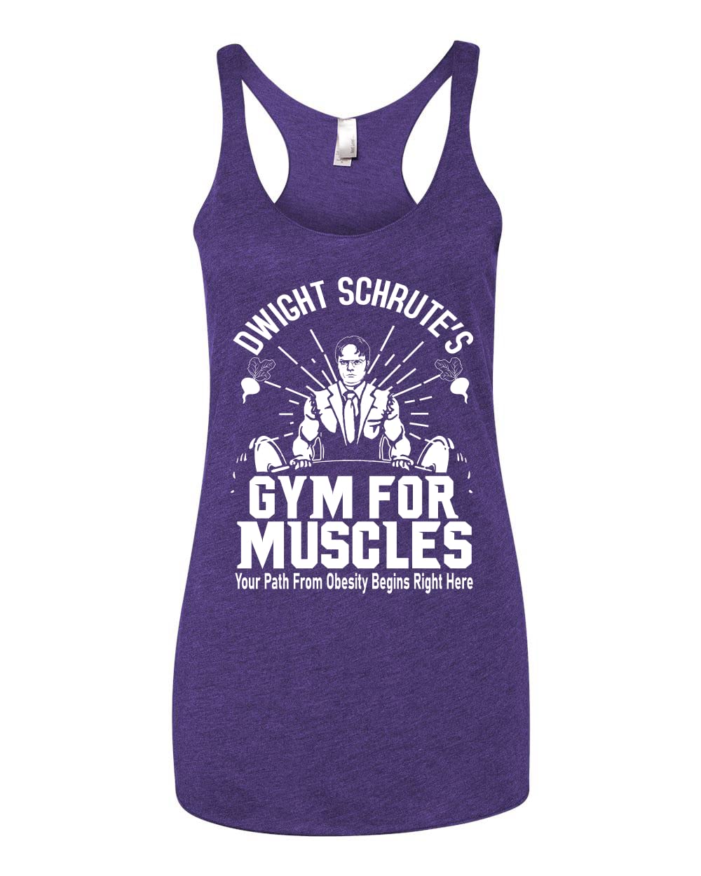 Dwight Schrute's Gym for Muscles Funny Pop Culture Tri-Blend Racerback Tank Top for Men & Women - Perfect for Workouts, Gym, Cosplay & The Office Fans