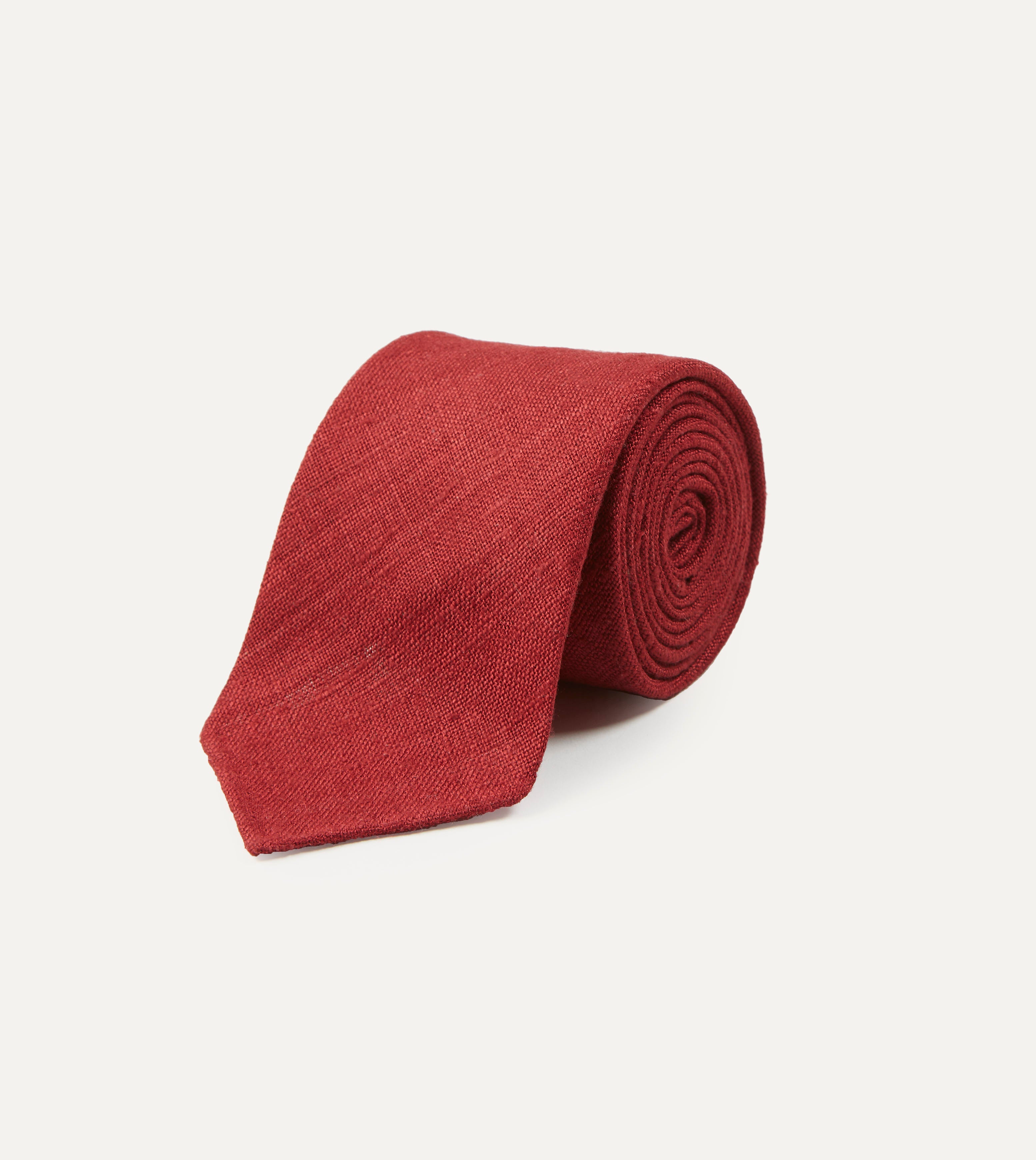 Handmade Red Tussah Silk Tie - Premium Hand Rolled Necktie for Men - Perfect for Weddings, Business Meetings & Formal Occasions
