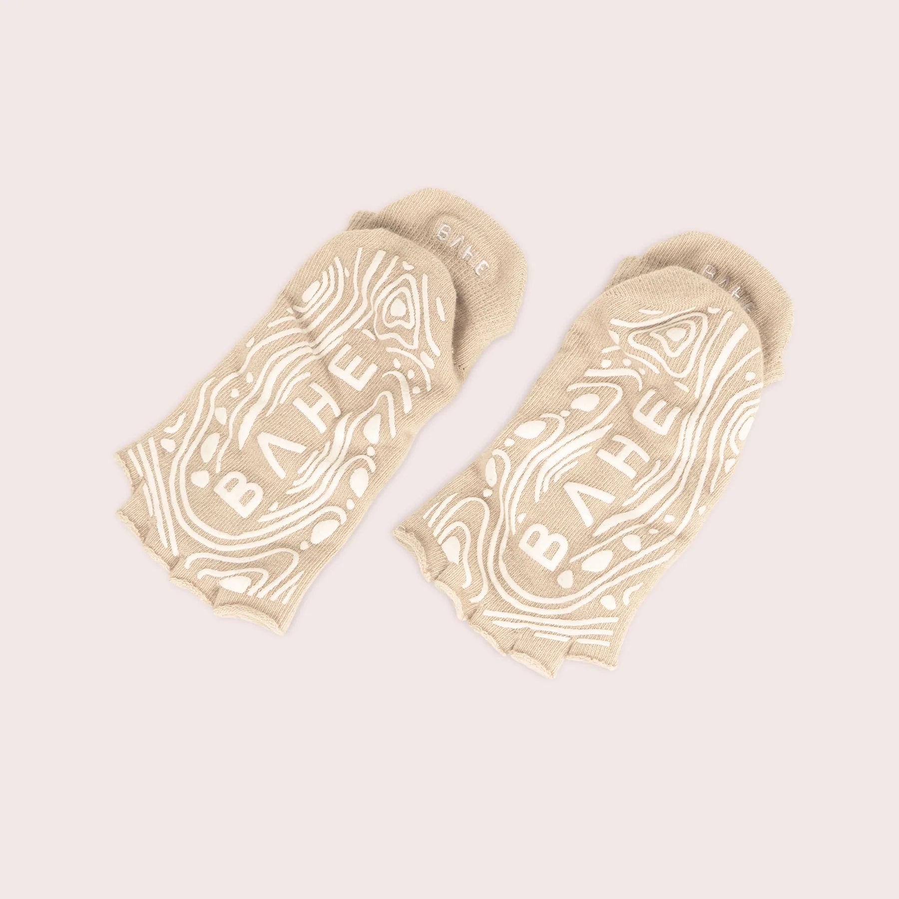 BAHE Non-Slip Open Toe Socks for Women - Breathable Yoga Socks with Grip - Dusty Beige - Perfect for Yoga, Pilates, and Home Workouts
