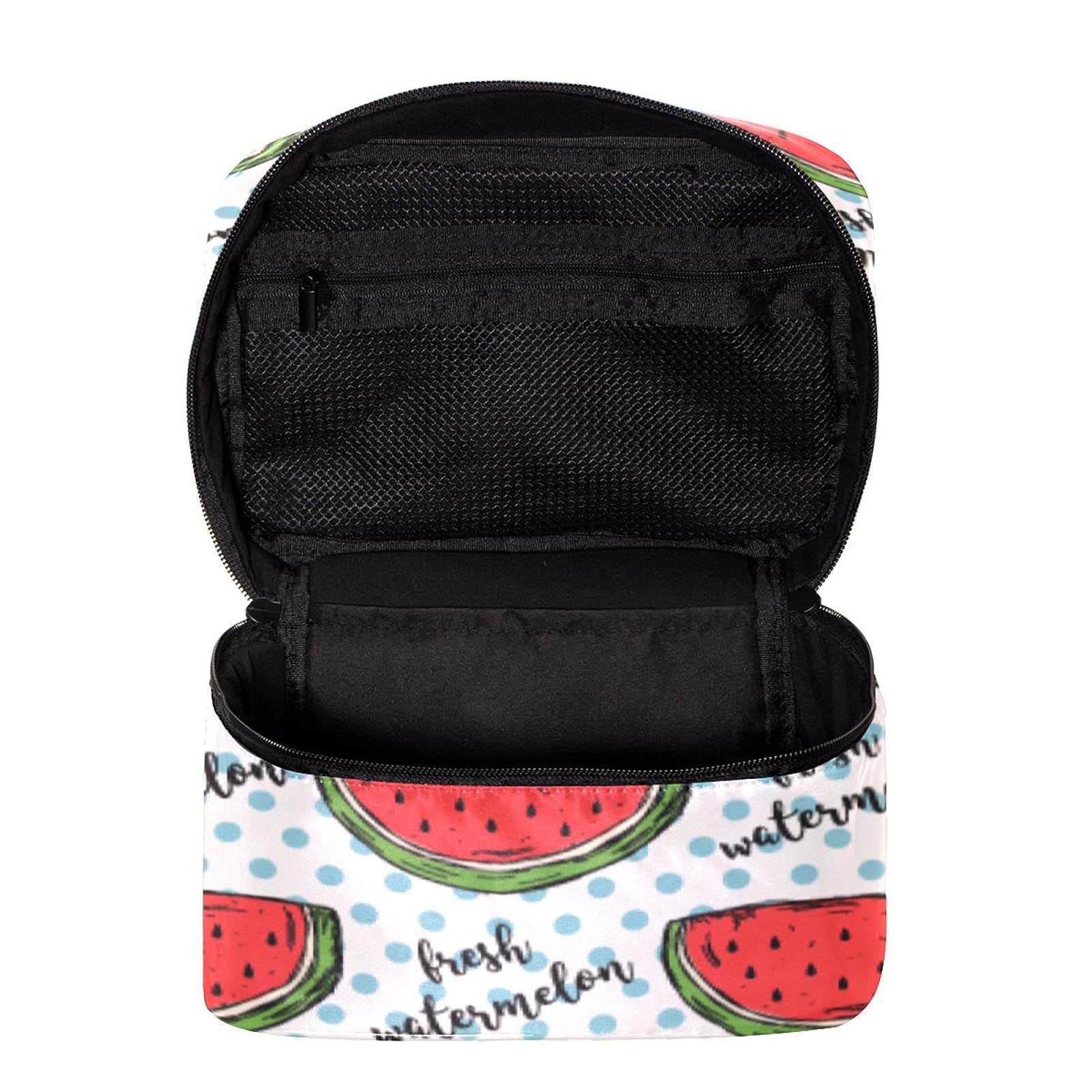 Hand Drawn Watermelon Pattern Travel Makeup Bag - Large Cosmetic Organizer with Zipper for Women & Girls | Perfect for Vacations, Gym & Daily Essentials Storage