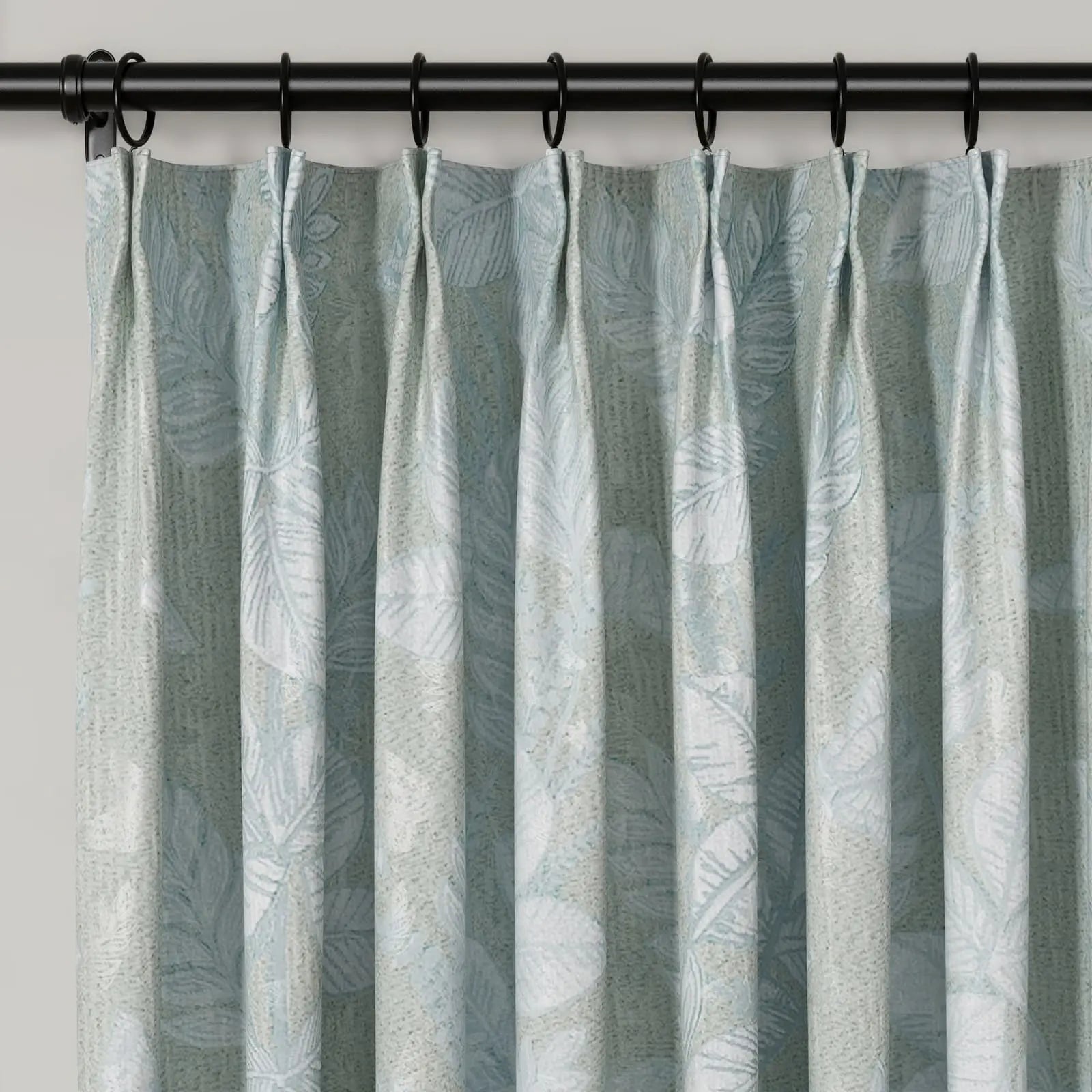 Lydia Foliage Jacquard Pleated Curtains - Elegant Floral Pattern Window Drapes for Living Room & Bedroom Decor