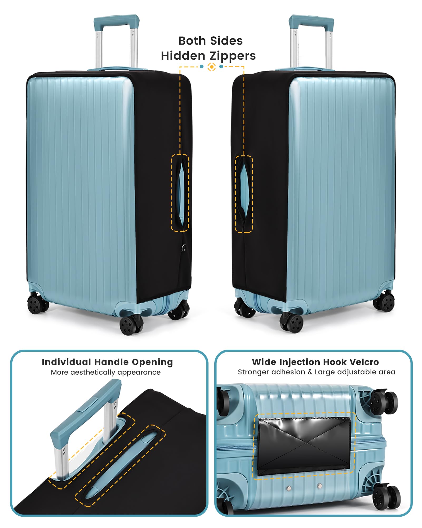 Travelkin Clear TPU Luggage Cover Protector - Transparent Suitcase Protector for 18-32 Inch Bags | Perfect for Air Travel, Vacation & Business Trips