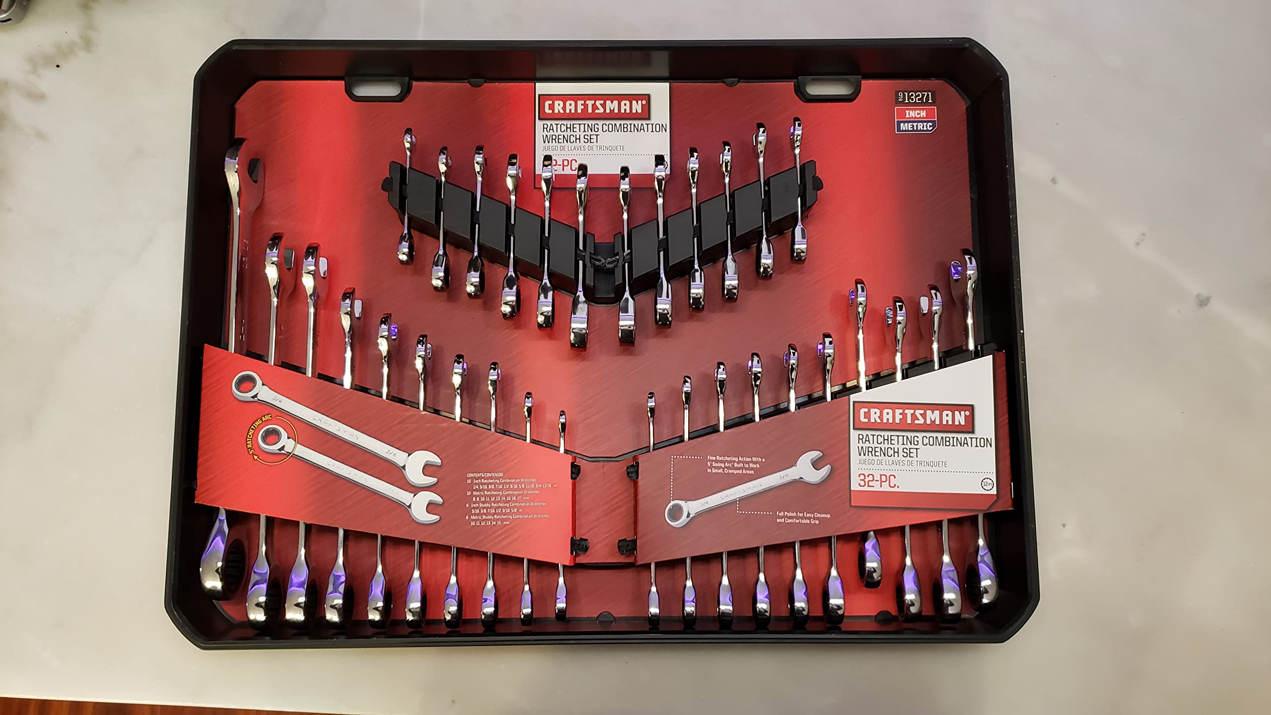 Craftsman 32-Piece Ratcheting Combination Wrench Set - SAE & Metric Sizes - Professional Grade Tool Kit for Automotive Repair, Home Improvement & DIY Projects