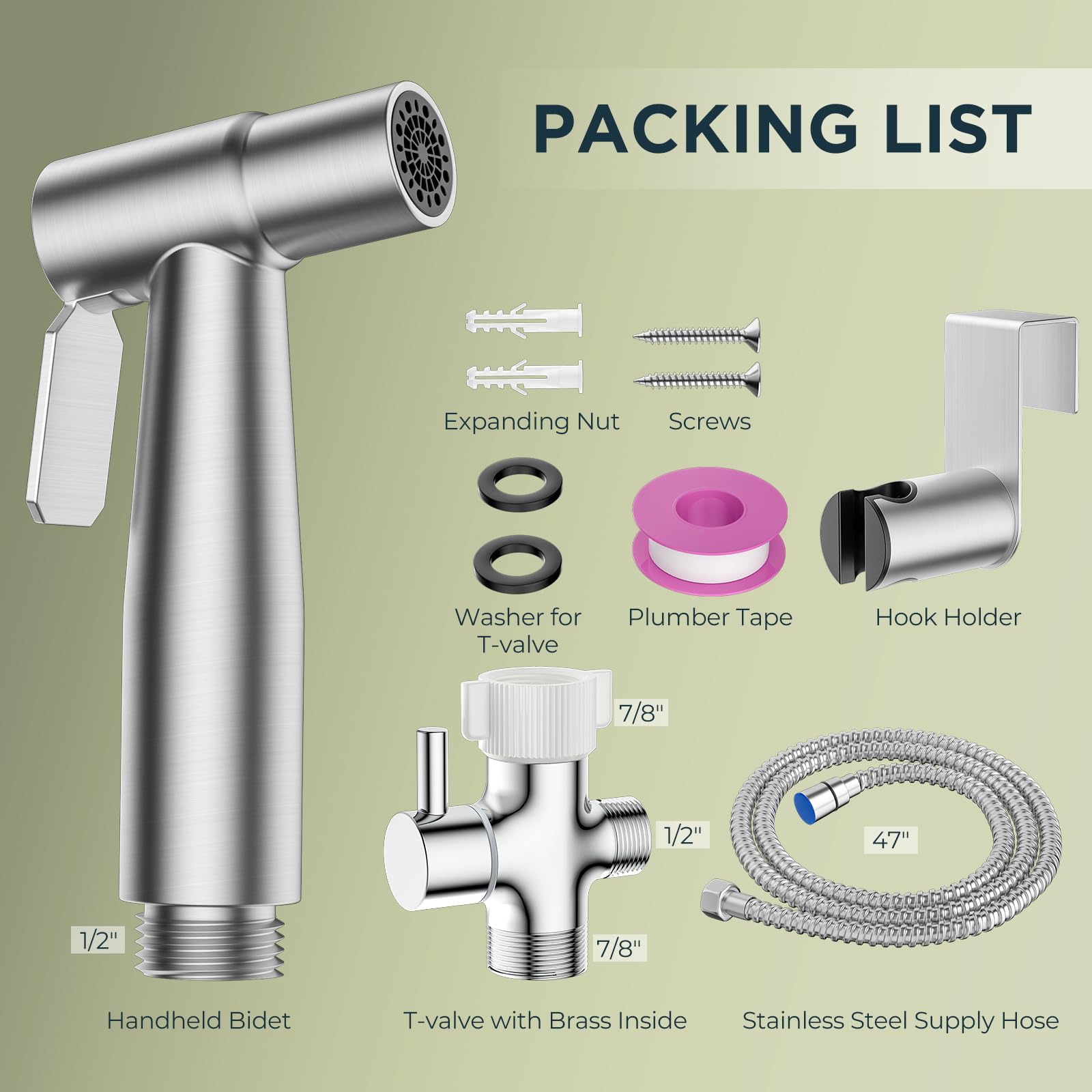 Stainless Steel Handheld Bidet Sprayer for Toilet - Adjustable Water Pressure & 2 Spray Modes - Muslim Shower Toilet Spray Kit for Enhanced Personal Hygiene - Perfect for Bathroom Cleaning & Postpartum Care
