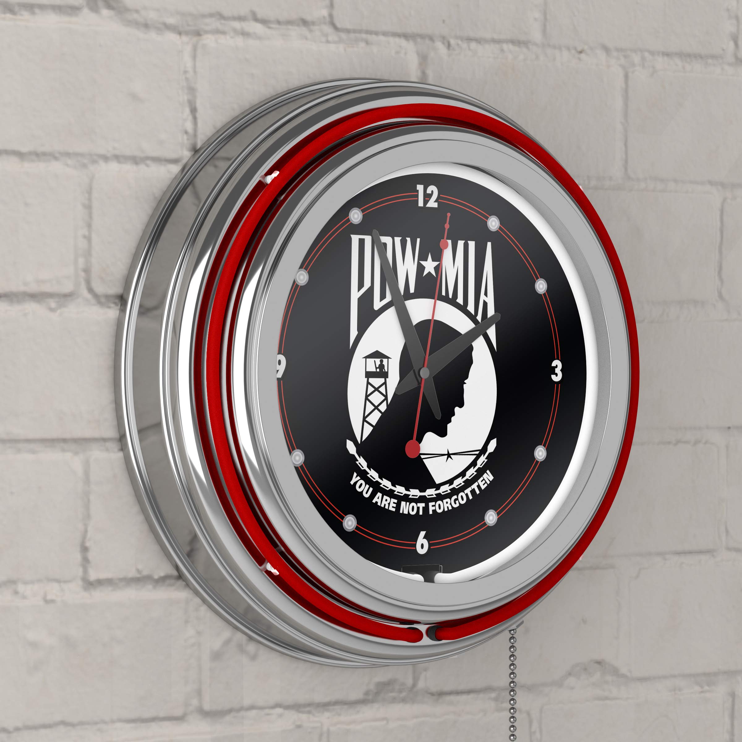 14 Inch Neon Wall Clock - Retro LED Glow in The Dark Clock for Bedroom, Living Room, Bar & Game Room Decor - Silent Non-Ticking Battery Operated Wall Clock