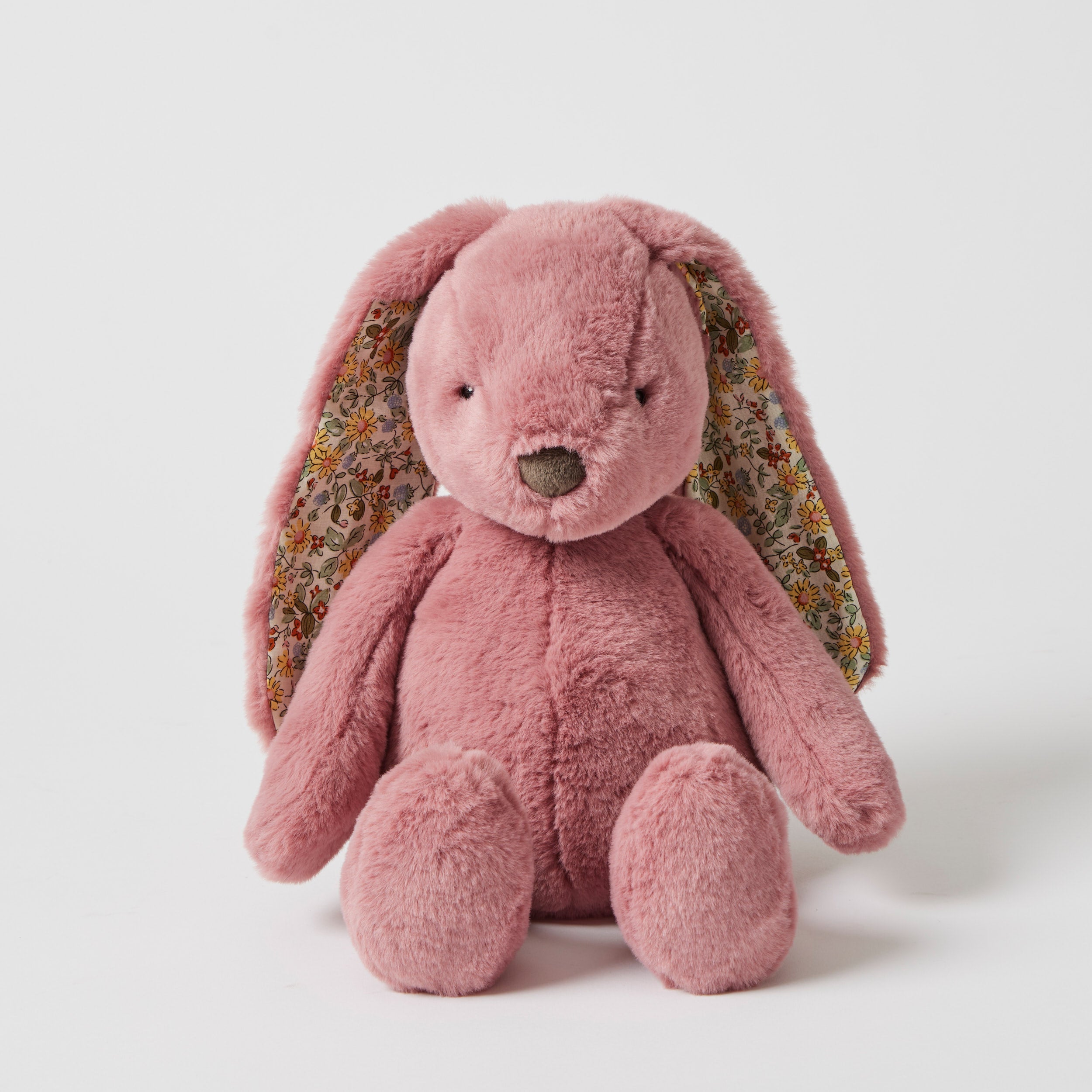 Jiggle & Giggle Floral Raspberry Bunny Plush Toy - Soft Cuddly Stuffed Animal for Kids, Nursery Decor, Easter Gift & Baby Shower Present