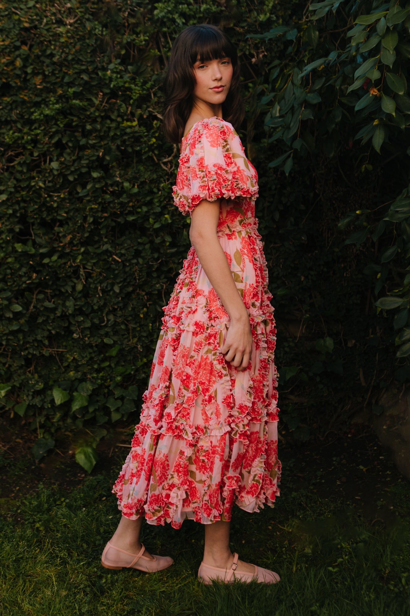 Layla Floral Print Pink Dress for Women - Elegant Summer Dress for Parties, Weddings & Casual Outings