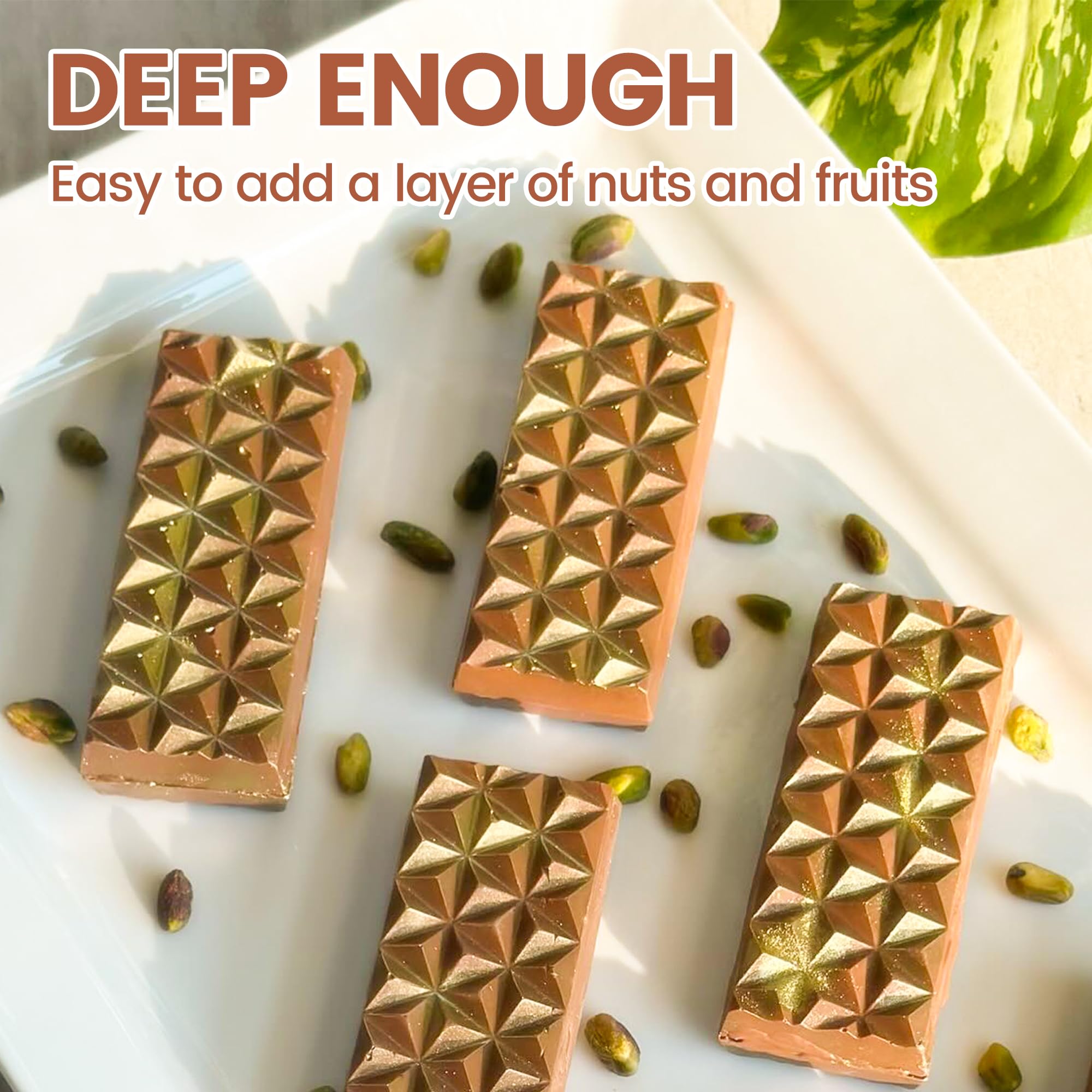 Premium 2-Piece Silicone Chocolate Molds Set - Deep Break Apart Candy Bar Molds for Baking, Wax Melts & DIY Crafts (Pyramid Shape) - Perfect for Valentine's Day Gifts, Birthday Parties & Holiday Treats