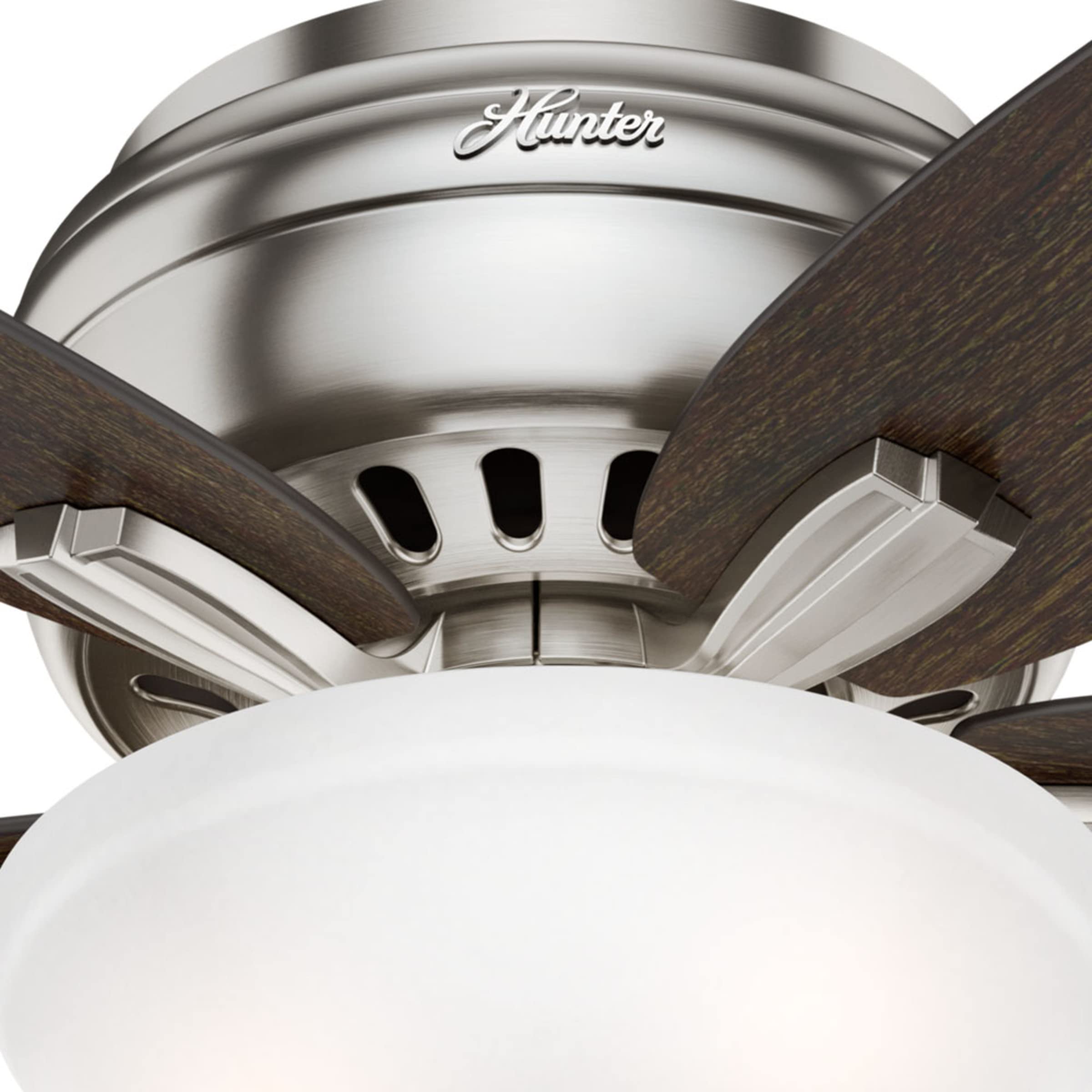 Hunter Fan Company 51082 42-Inch Newsome Brushed Nickel Low Profile Ceiling Fan with LED Light Kit and Pull Chain - Perfect for Bedrooms, Living Rooms, and Home Offices