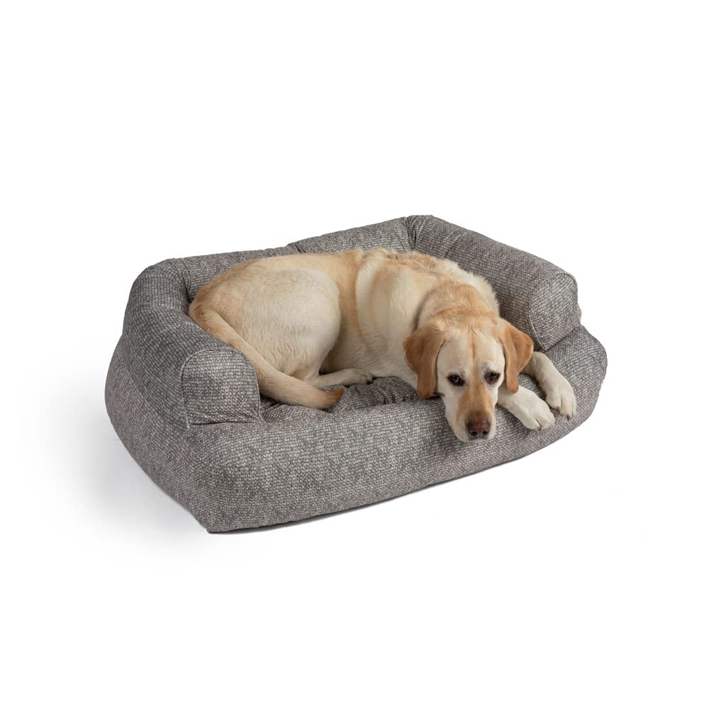 Luxury Microsuede Pet Sofa for Dogs - Extra Large Orthopedic Dog Bed with Removable Cover, Show Dog Collection, Merlin Linen | Perfect for Living Room, Bedroom & Pet-Friendly Hotels