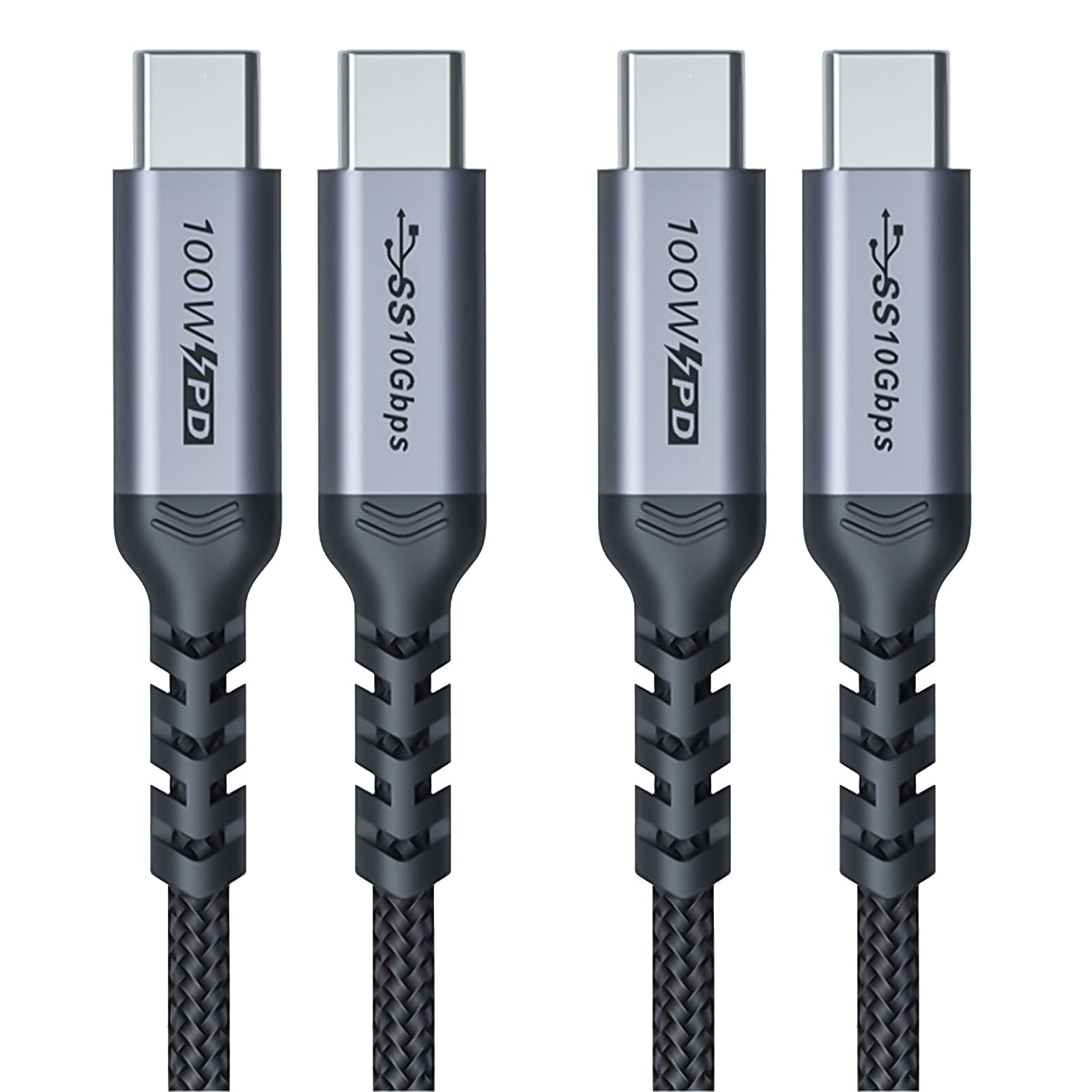 2-Pack 6ft USB C to USB C Cable - 100W Fast Charging, 10Gbps High-Speed Data Transfer, 4K@60Hz Video Output - Compatible with MacBook, iPad Pro, Galaxy S23 & More - Perfect for Home, Office & Travel Charging