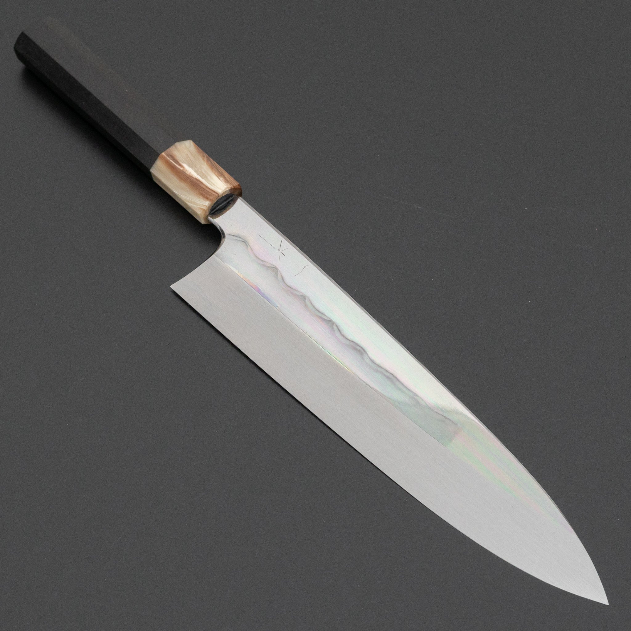 Hitohira Togashi White #1 Notaremon Mizu Honyaki Gyuto 240mm Japanese Chef Knife - Taihei Ebony Handle with Saya (#093) - Perfect for Sushi, Sashimi & Precision Cutting