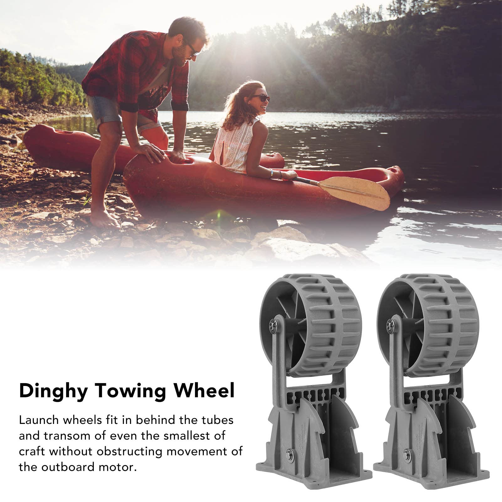 Dinghy Wheels - 2 Pack Flip Up Retractable Nylon Boat Launching Wheels for Inflatable Boats, Rafts & Small Kayaks | Easy Transport & Storage for Watercraft