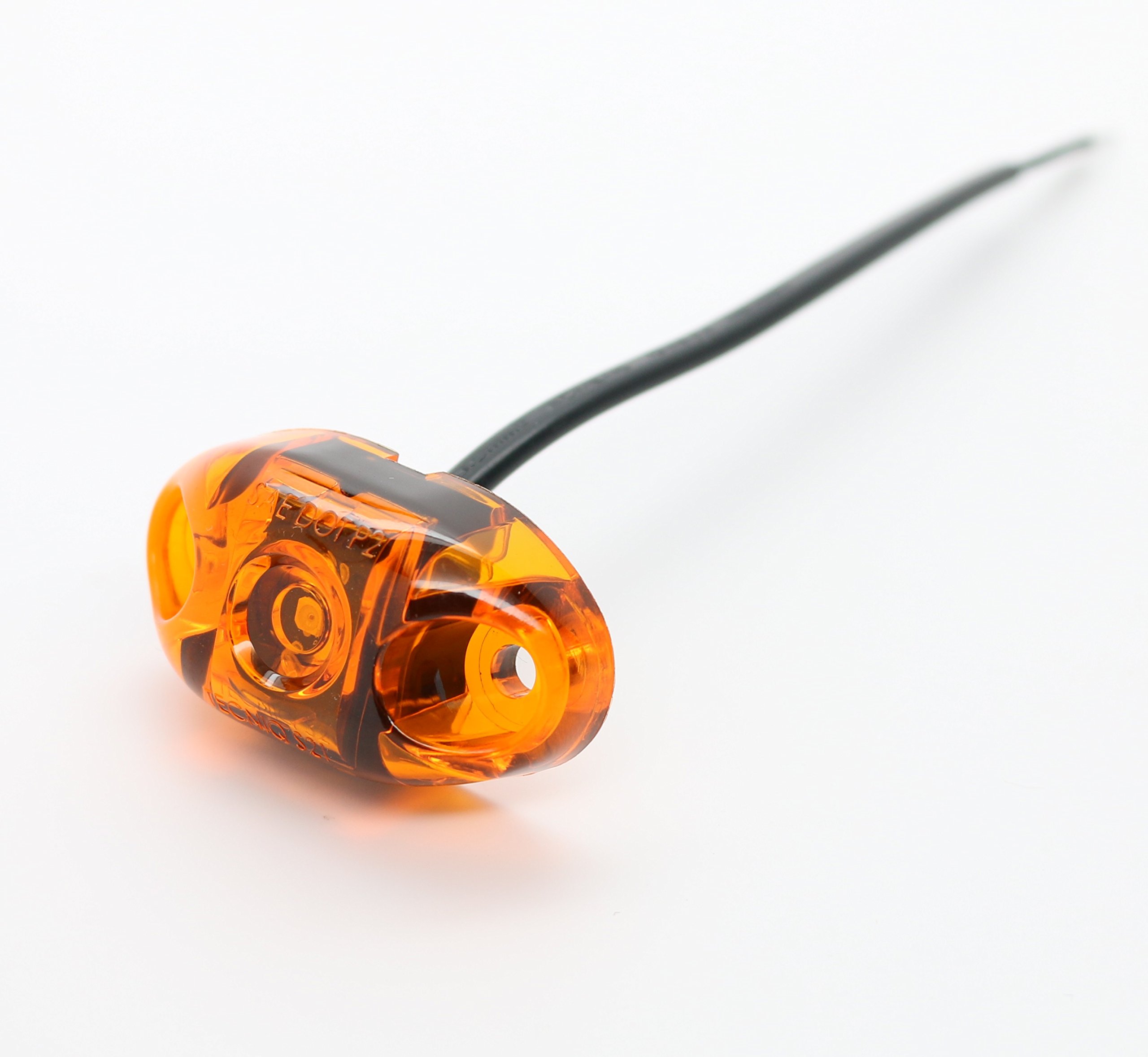 TecNiq USA-Made Amber LED Oval Surface Mount Clearance Side Marker Light - Durable PC Housing for Trucks, Trailers & Marine Applications