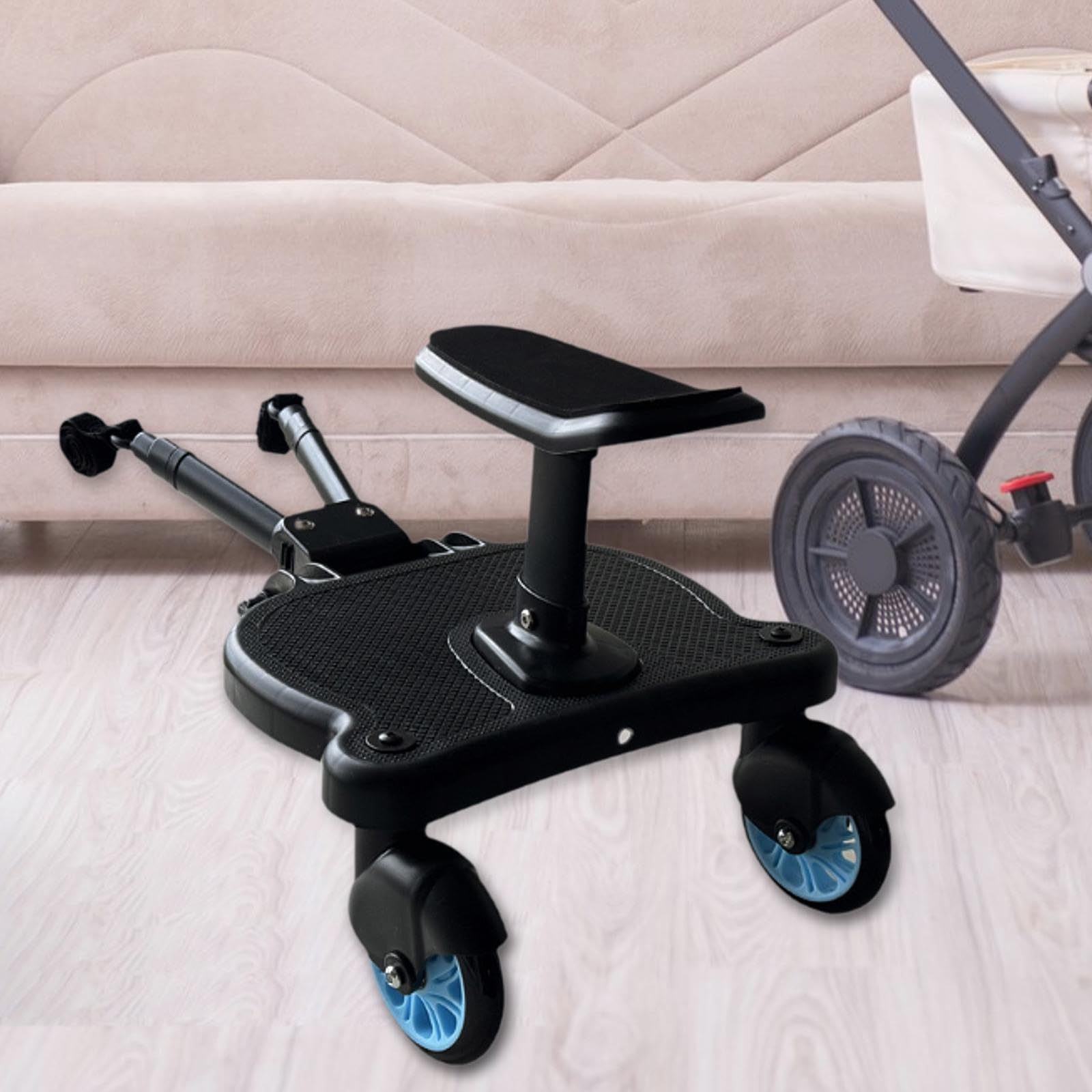 Milageto Universal Stroller Board for Kids - Standing & Glider Attachment with Blue Wheels | Fits Most Stroller Brands | Perfect for Shopping, Travel & Outdoor Adventures
