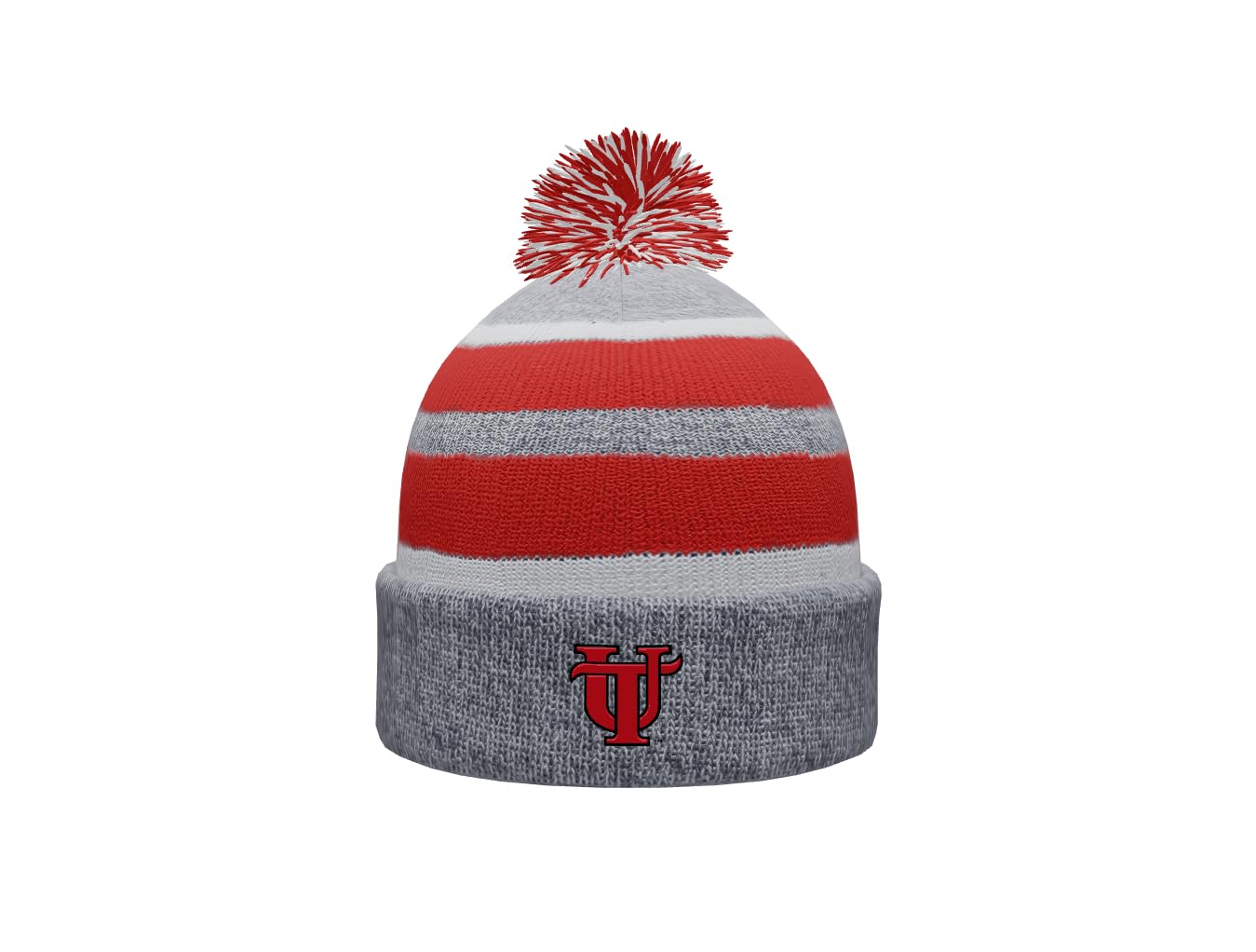 NCAA Prime Cuffed Fold Over Pom Pom Winter Knit Beanie Hat for Men & Women - Warm Fleece Lined Cold Weather Accessory for Football Games, Skiing, and Outdoor Winter Activities