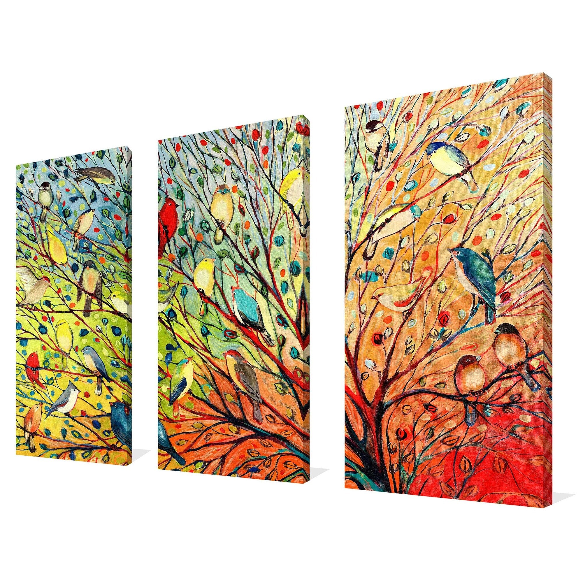 27 Birds by Jennifer Lommers - 3 Piece Canvas Wall Art Set for Living Room, Bedroom & Office Decor