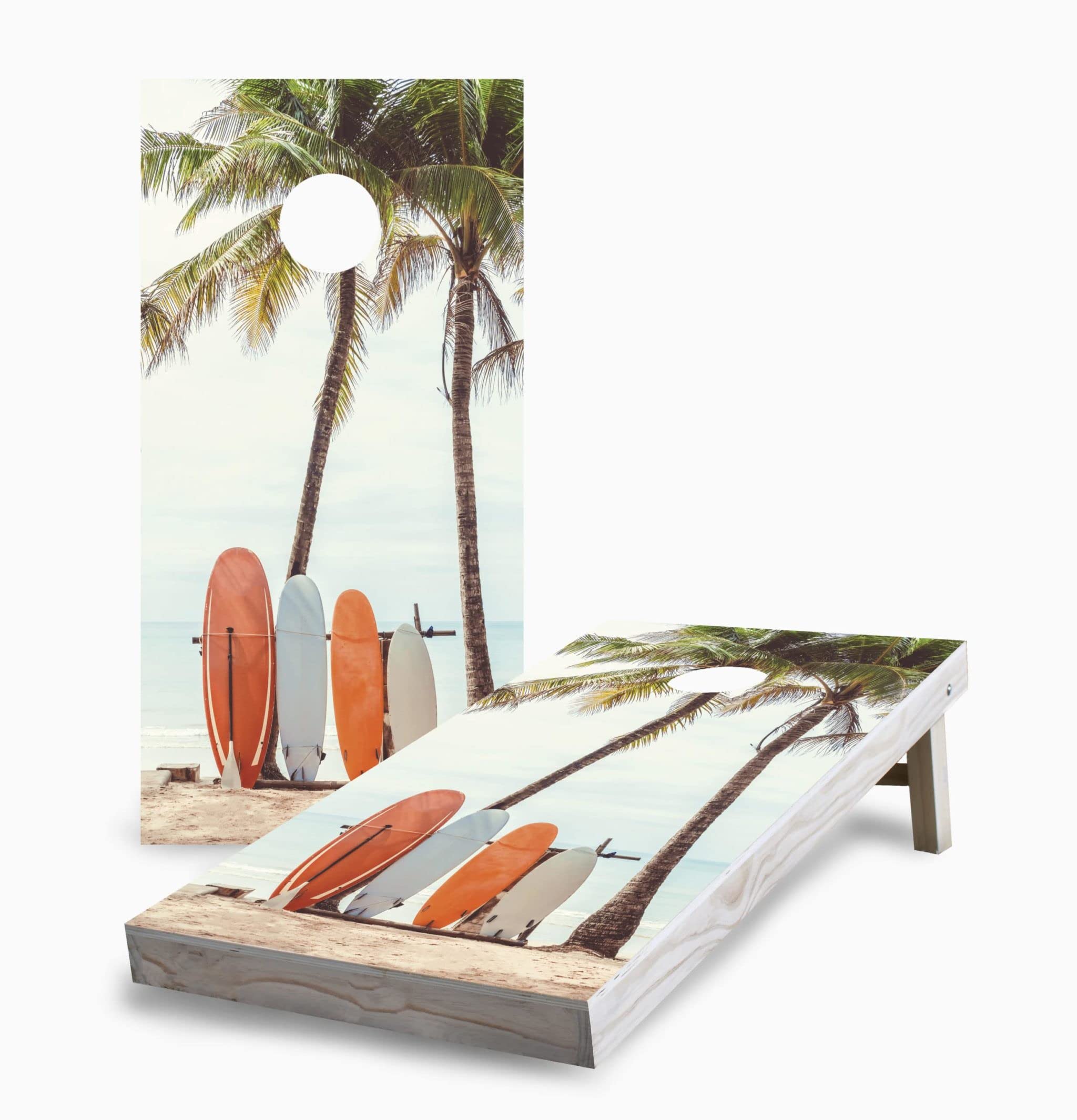 Premium Surf-Themed Cornhole Game Set - 2 Boards & 8 Bean Bags - Beach Party & Backyard Tailgating Outdoor Games for Adults & Kids - Perfect for Summer BBQs, Picnics & Beach Vacations