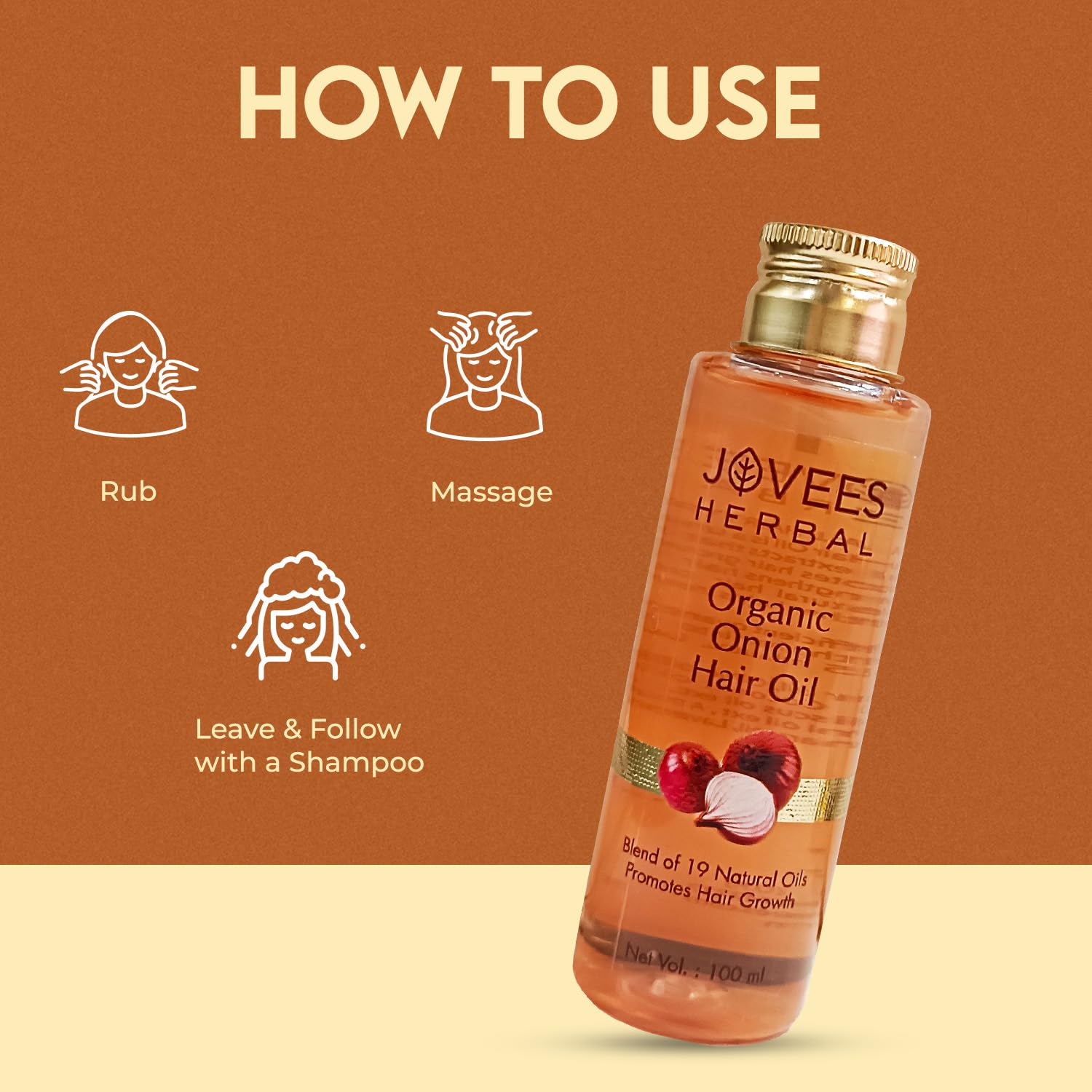 Organic Onion Hair Oil for Hair Growth & Thickness - 100ml | Natural Treatment for Dry, Damaged Hair | Promotes Scalp Health & Shine - Perfect for Daily Hair Care Routine