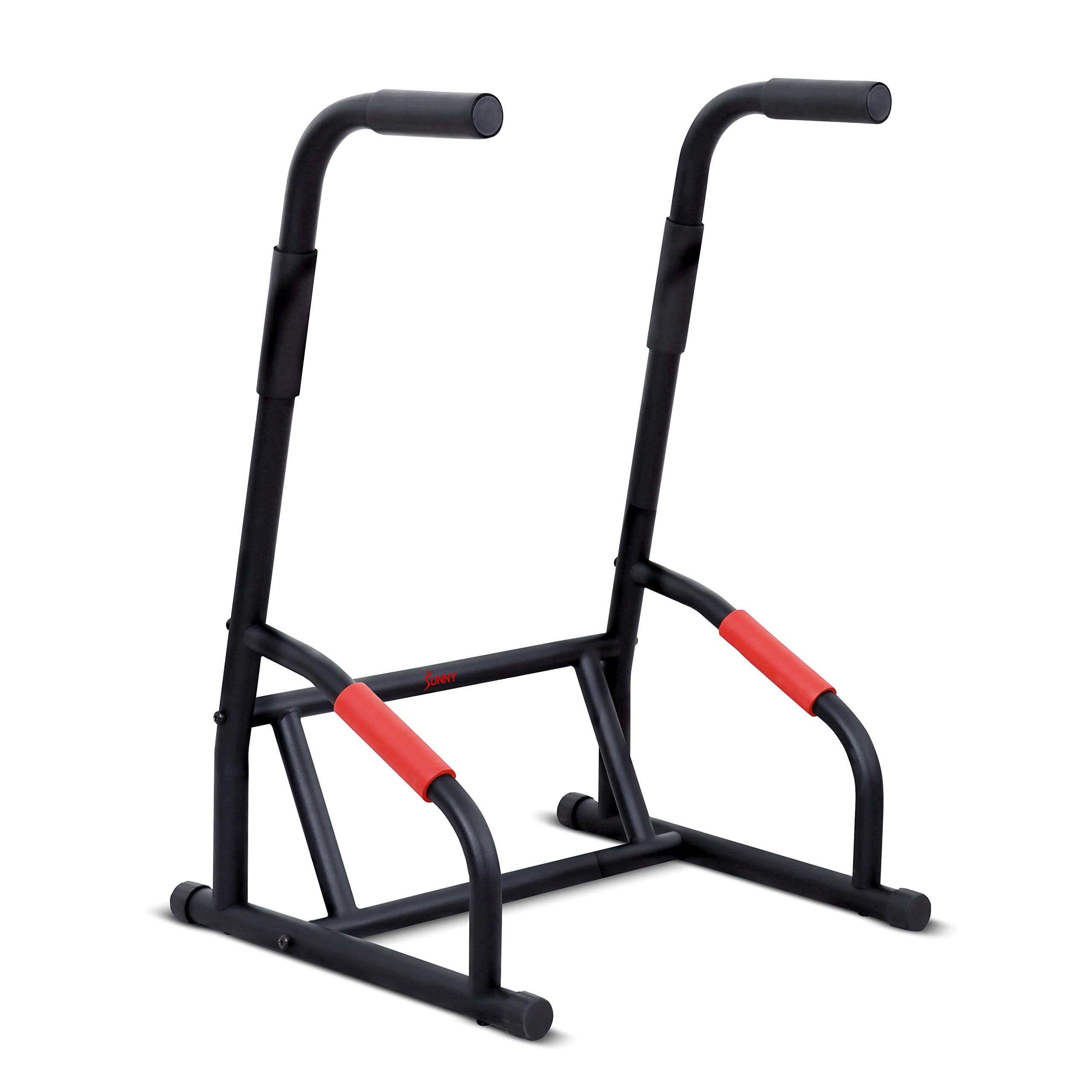 Sunny Health & Fitness Power Tower - Adjustable Dip Bar, Push Up & Pull Up Station with Parallette Bars | Home Gym Equipment for Strength Training & Rock Climbing Grip Workouts | Perfect for Garage, Basement & Home Workouts