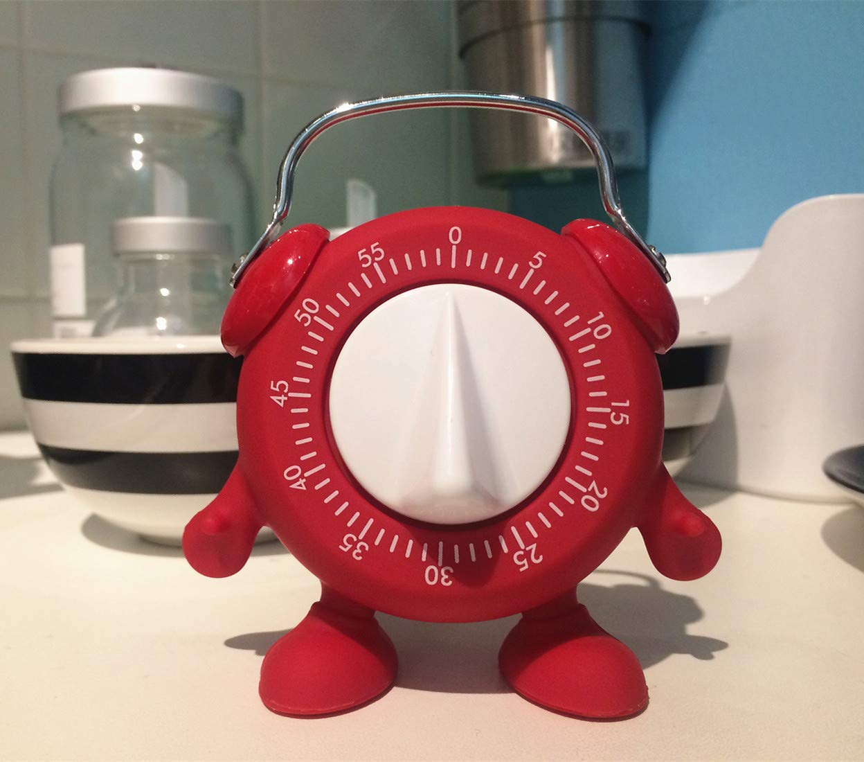 60-Minute Wind-Up Kitchen Timer with Loud Ring Alarm - No Battery Needed for Baking, Cooking, Teaching & Potty Training (Red) | Perfect for Home Kitchens, Classrooms & Parenting
