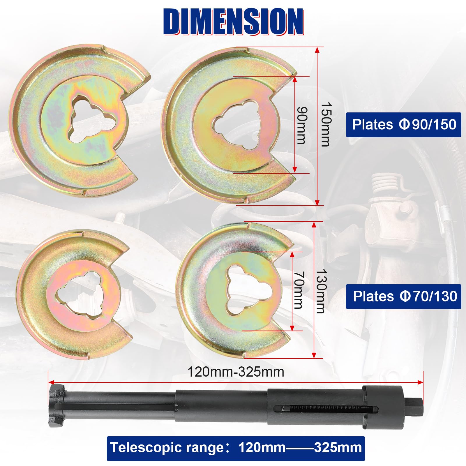5PCS Coil Strut Spring Compressor Tool Kit - Front & Rear Axle Repair Set for Mercedes Benz W123 W210 - Golden Telescopic Design - Perfect for DIY Car Suspension Repairs & Maintenance