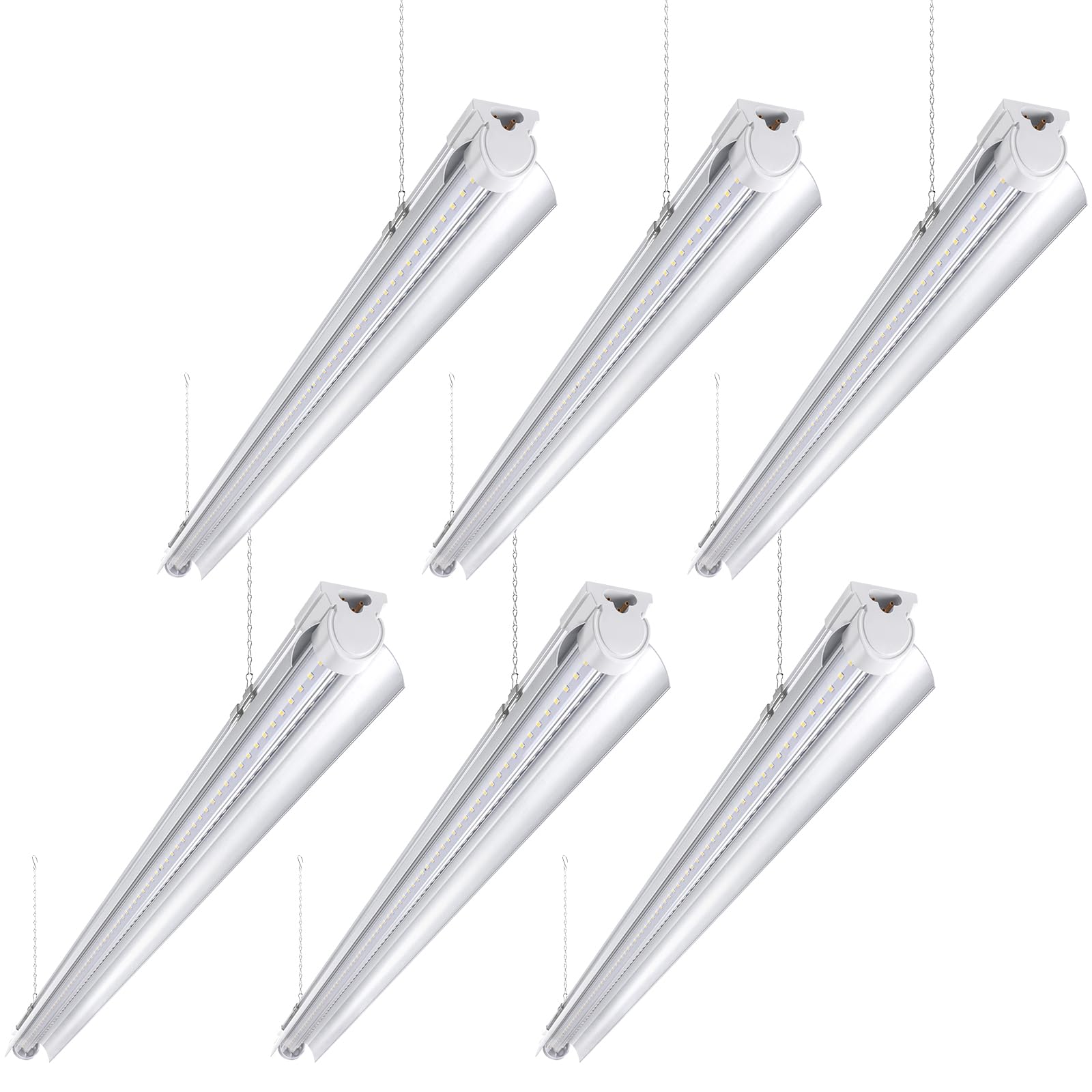Barrina LED Shop Light 4FT, 40W 5500LM 6500K Daylight White, Linkable V-Shape LED Tube Lights with Clear Cover - Perfect for Garage, Warehouse, Workshop Lighting (6-Pack) - Energy Saving Bright Lights for Home & Commercial Use