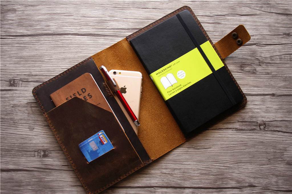 Personalized Brown Leather A5 Refillable Notebook Cover Holder - Custom Name Journal Organizer for Office, Travel & Gift Giving