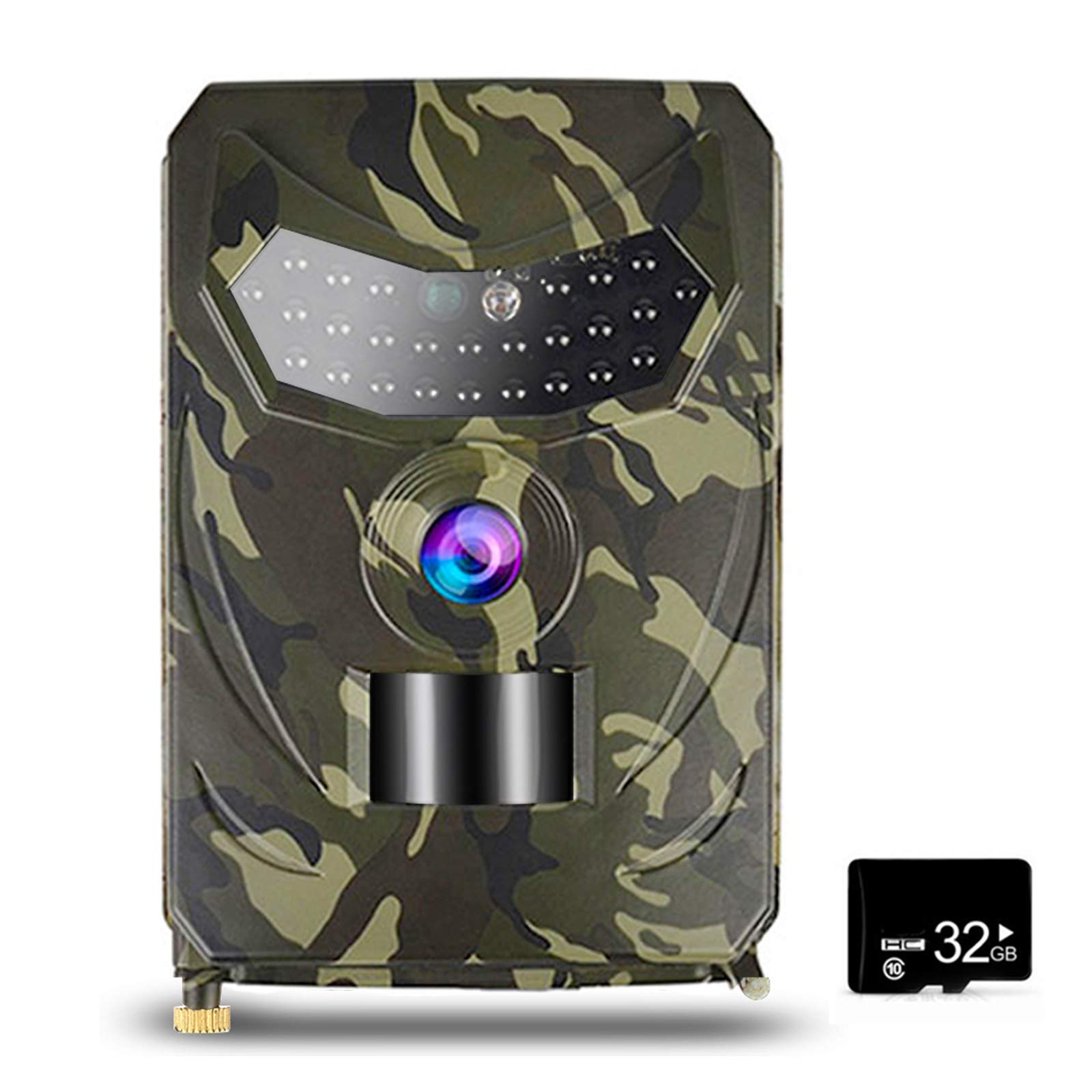 KAUTO 12MP 1080P Trail Hunting Game Camera with 32GB Card, PIR Motion Sensor & Infrared Night Vision, IP56 Waterproof Wildlife Scouting Camera for Outdoor Deer Hunting, Backyard Security and Nature Monitoring