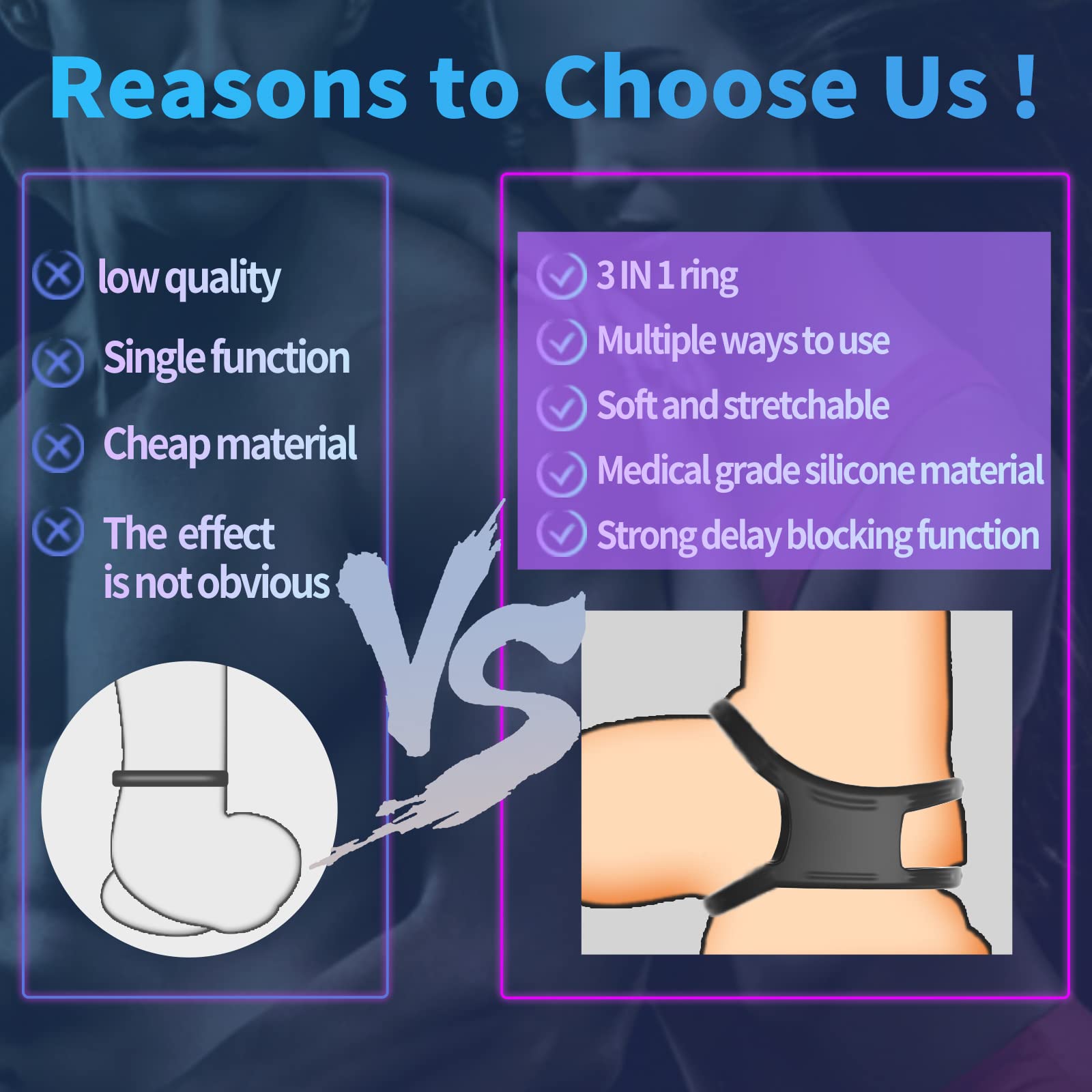 6-Pack Silicone Cock Rings for Men - Stretchy & Comfortable Penis Rings Set for Erection Support, Stronger & Longer Lasting Pleasure - Perfect Couples Sex Toy for Enhanced Intimacy & Spice Up Your Bedroom Life