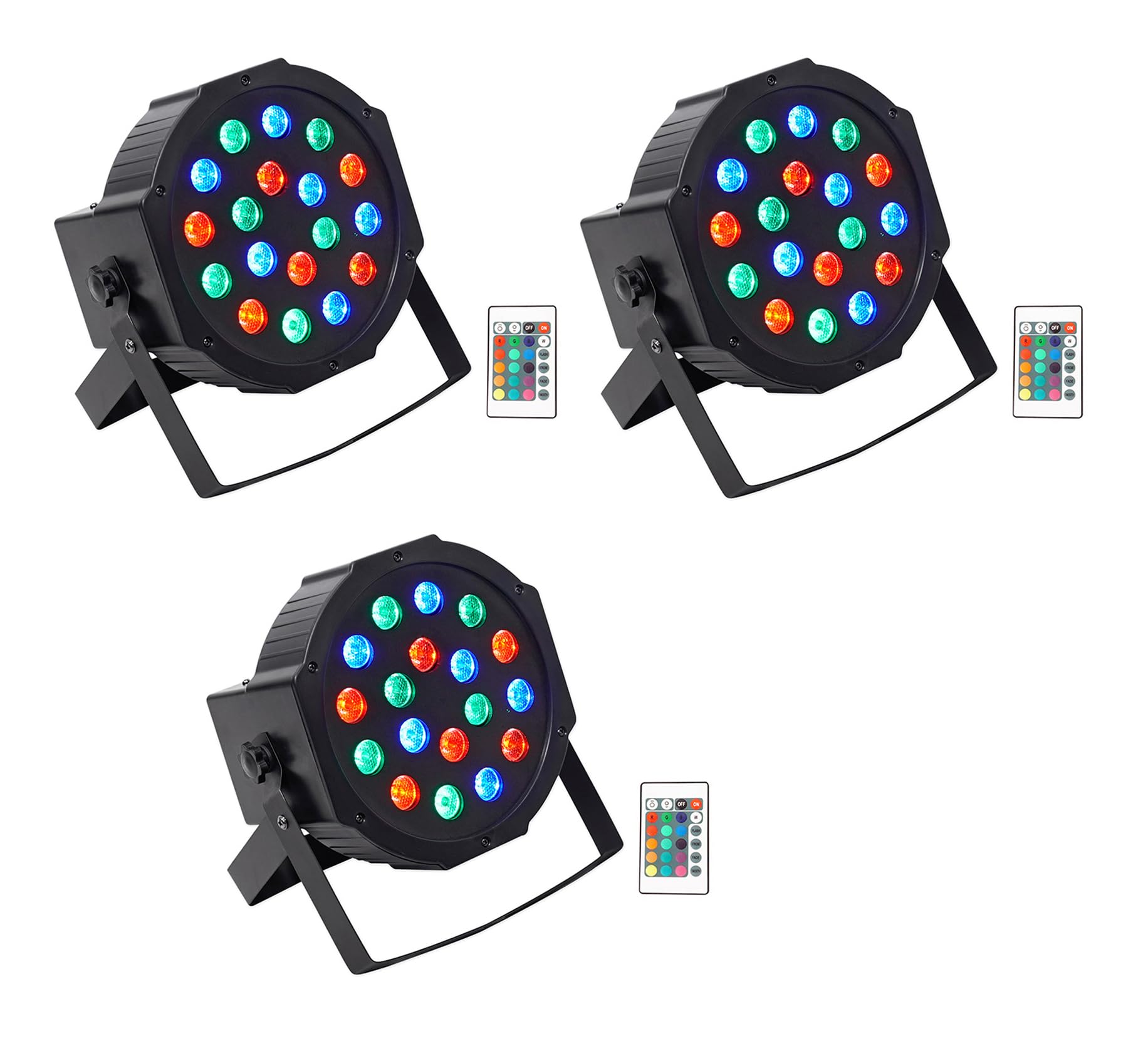 Rockville PAR 50 Rechargeable LED DMX DJ Lights with Remote - 3 Pack Professional Battery-Powered Uplighting for Weddings, Clubs, and Stage Performances