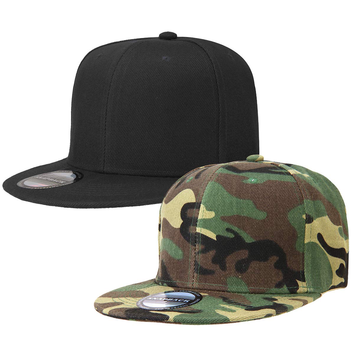 Falari 2-Pack Classic Snapback Hats - Adjustable Flat Bill Blank Solid Color Baseball Caps for Men & Women | Hip Hop Streetwear Style | Perfect for Casual Wear, Sports & Outdoor Activities
