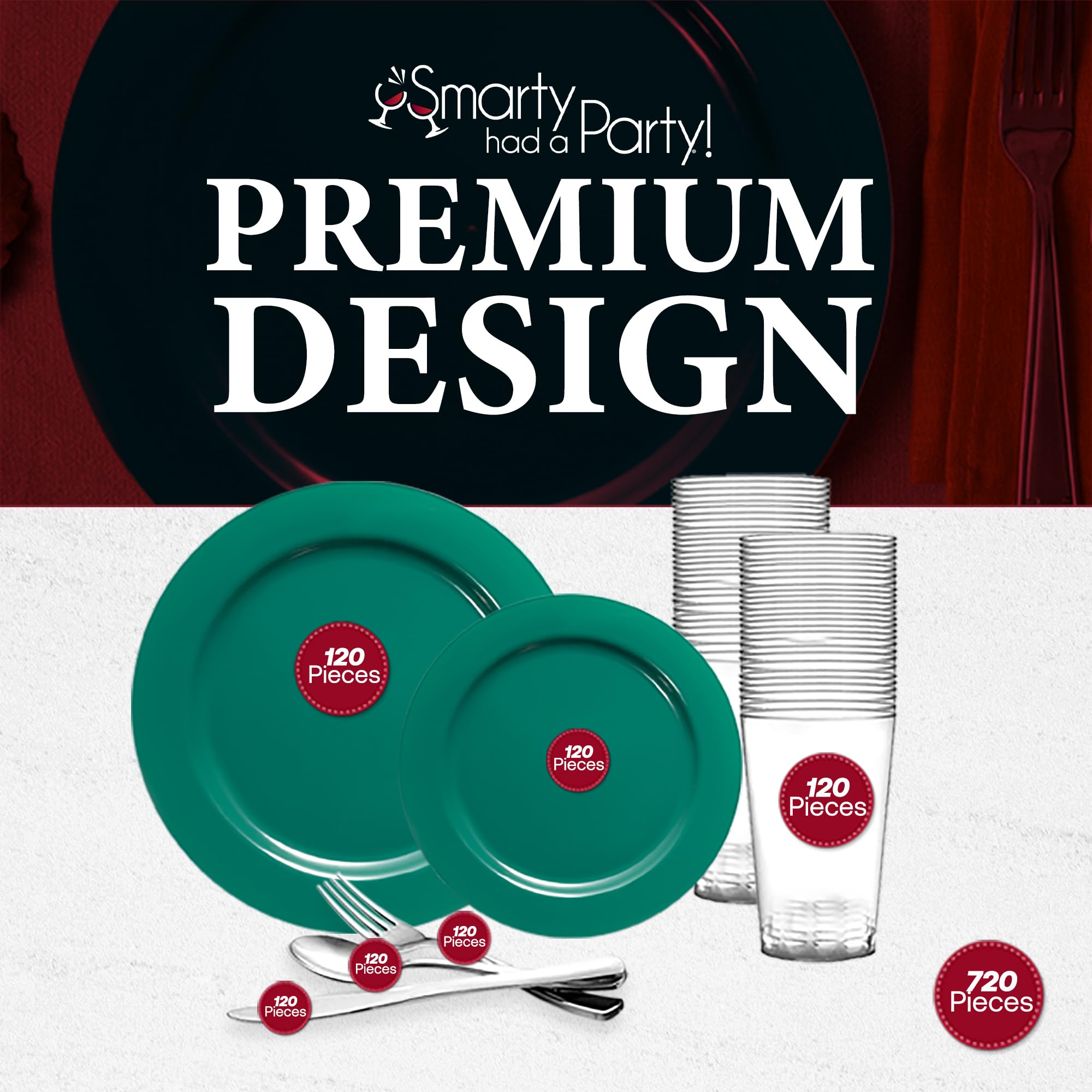Eco-Friendly Combo Plate Set for Wedding - 120-Piece Green Disposable Dinnerware Value Pack | Perfect for Weddings, Parties & Large Gatherings