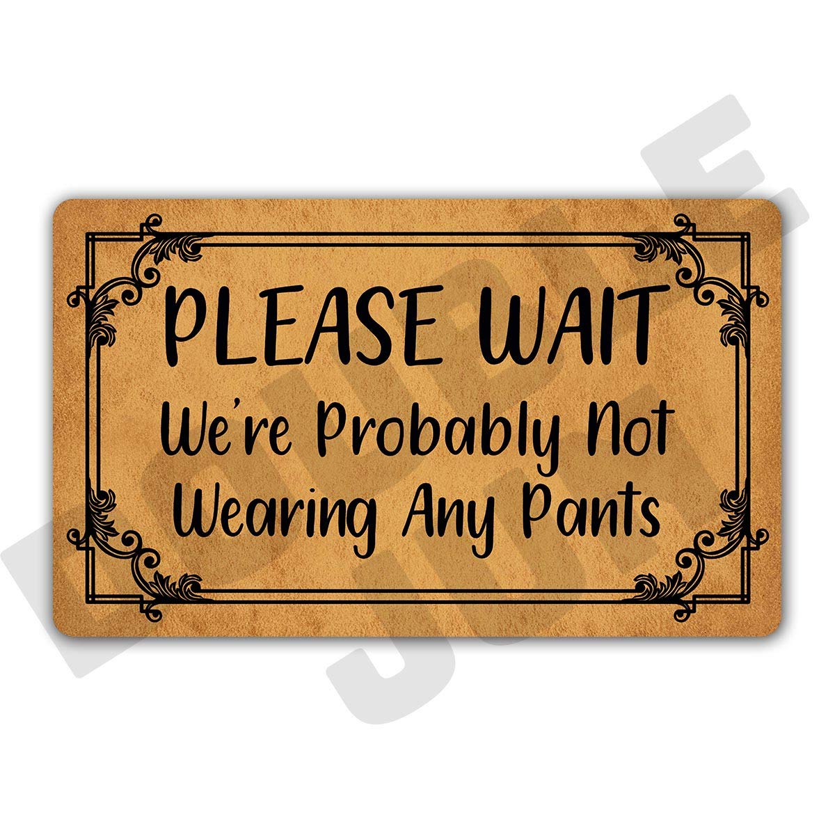 Funny Doormat 'Hold On We're Probably Not Wearing Any Pants' - Non-Slip Rubber Backing, Machine Washable Indoor/Outdoor Entrance Mat 29.5x17.7 Inches - Perfect for Front Door, Home Decor & Gifts