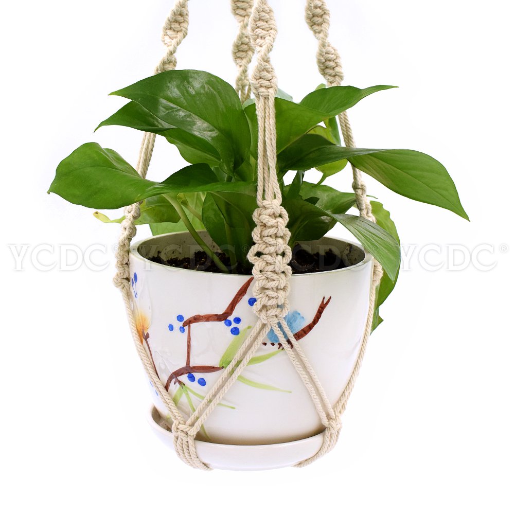 2 Pack Macrame Plant Hangers for Indoor & Outdoor - 20 Inch Handmade Cotton Hanging Planters with Rings for Wall & Ceiling Decor | Perfect for Boho Home, Garden, Patio, and Balcony Plant Display