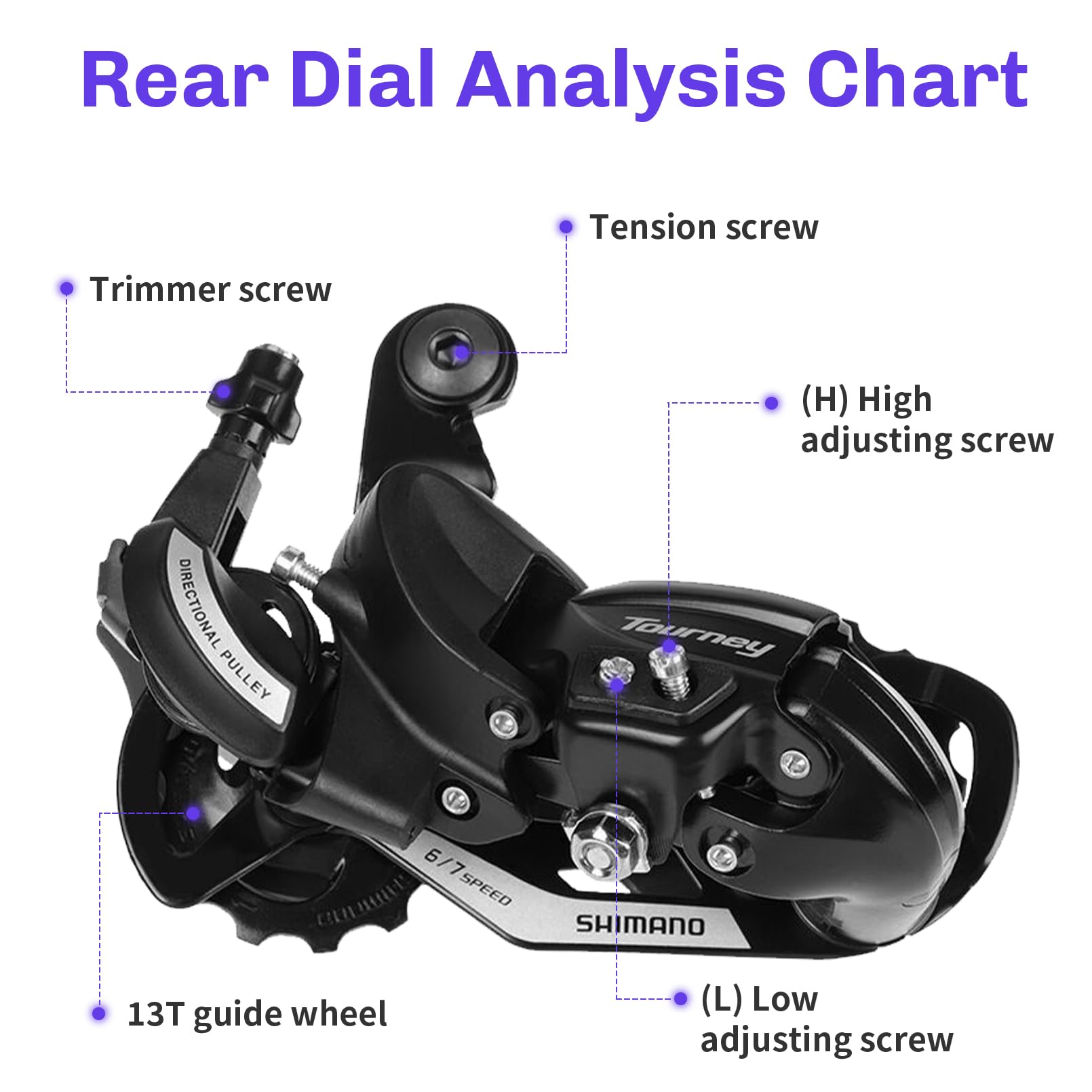 Bike Rear Derailleur RD-TY500 - 6/7 Speed Direct Mount Derailleur for Folding Bikes & Mountain Bikes | Smooth Gear Shifting for Commuting & Trail Riding
