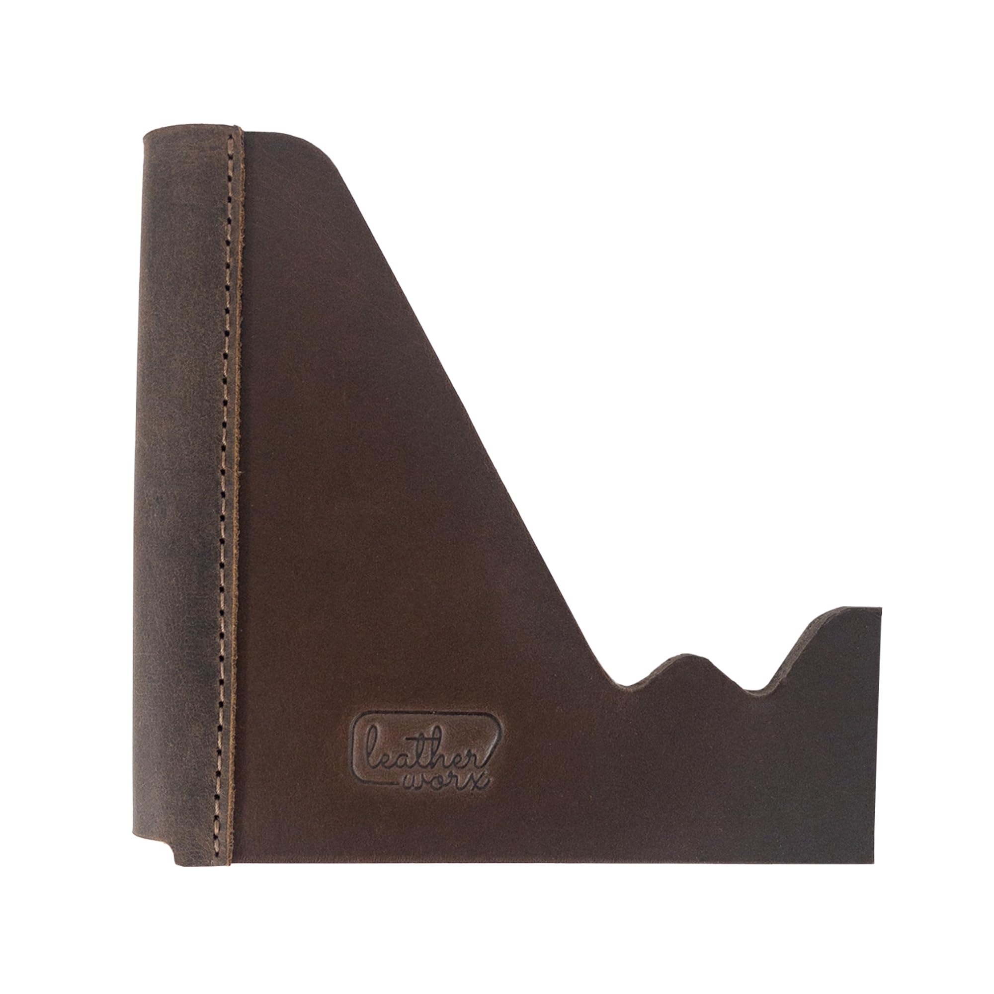 Handmade Full Grain Leather Rustic Cell Phone Stand for Desk - Foldable Desktop Phone Holder, Bourbon Brown - Perfect for Office, Home & Travel Use