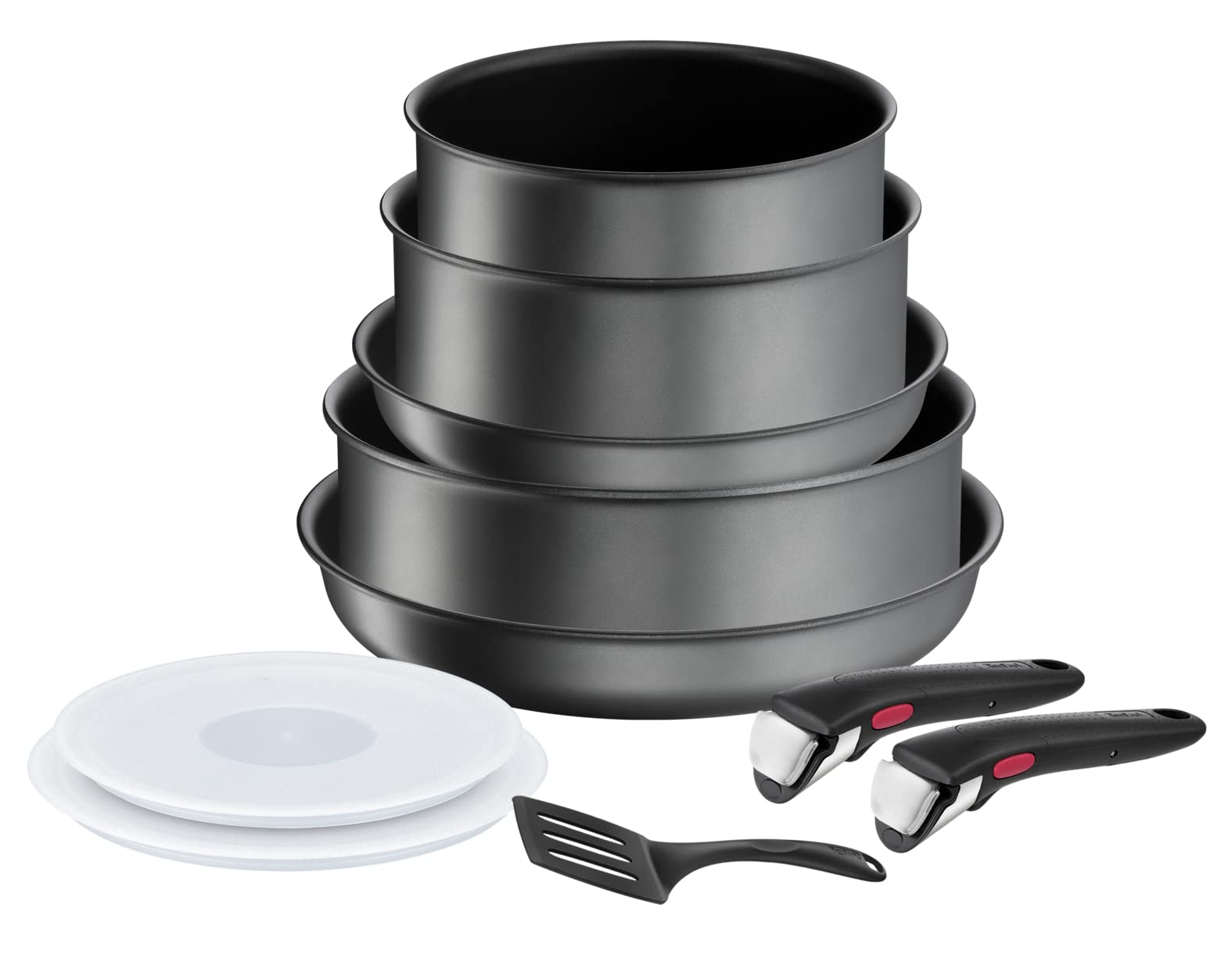 Tefal Ingenio Daily Chef 10-Piece Non-Stick Induction Cookware Set - 22cm & 26cm Frying Pans, 18cm & 20cm Saucepans, 24cm Sauté Pan with Hermetic Lids, Spatula & Removable Bakelite Handles - Perfect for Home Cooking, Meal Prep & Induction Stoves