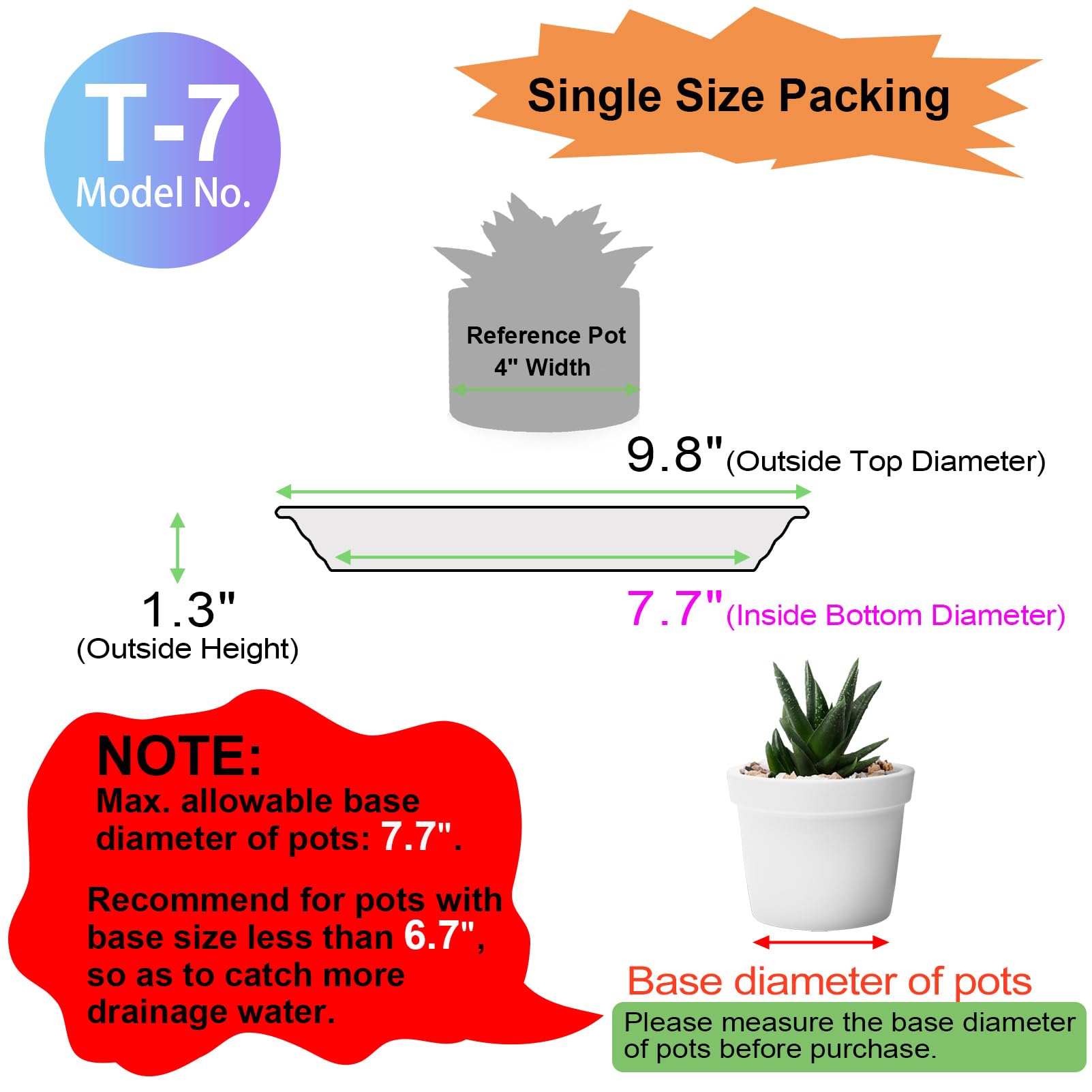 6-Pack 10 Inch Plastic Plant Saucers (7.7