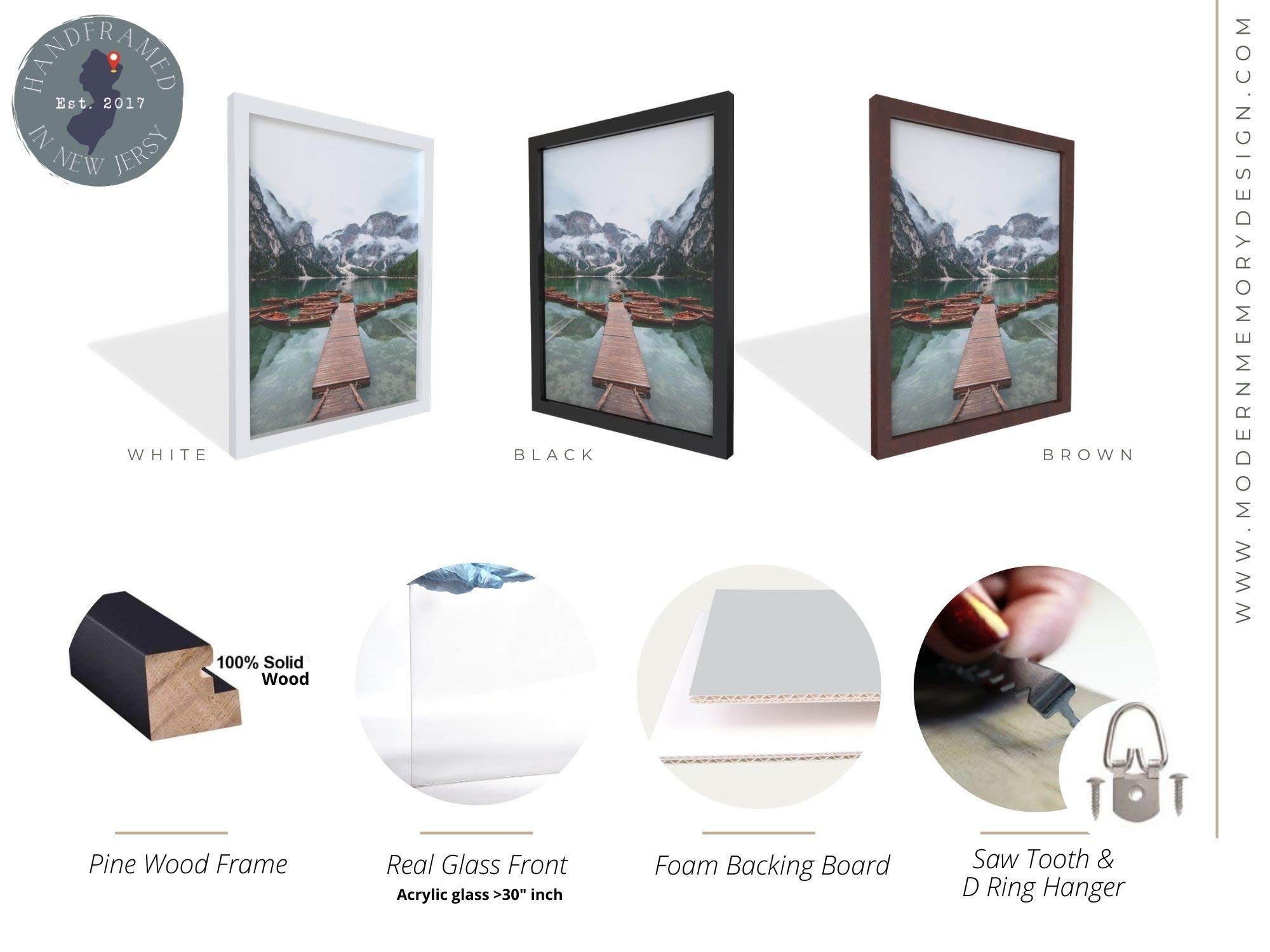 30x40 Black Wooden Picture Frame with Acrylic Plexiglass - Large 40x30 Wall Hanging Frame for Artwork, Posters, Photos - Perfect for Living Room, Bedroom & Office Decor