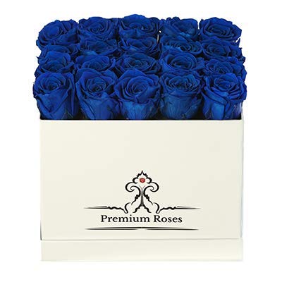 Premium Blue Roses in Gift Box - Fresh & Preserved Flowers for Next Day Delivery | Birthday Gift Ideas for Her, Anniversary, Valentine's Day | Elegant Home Decor & Wedding Centerpiece