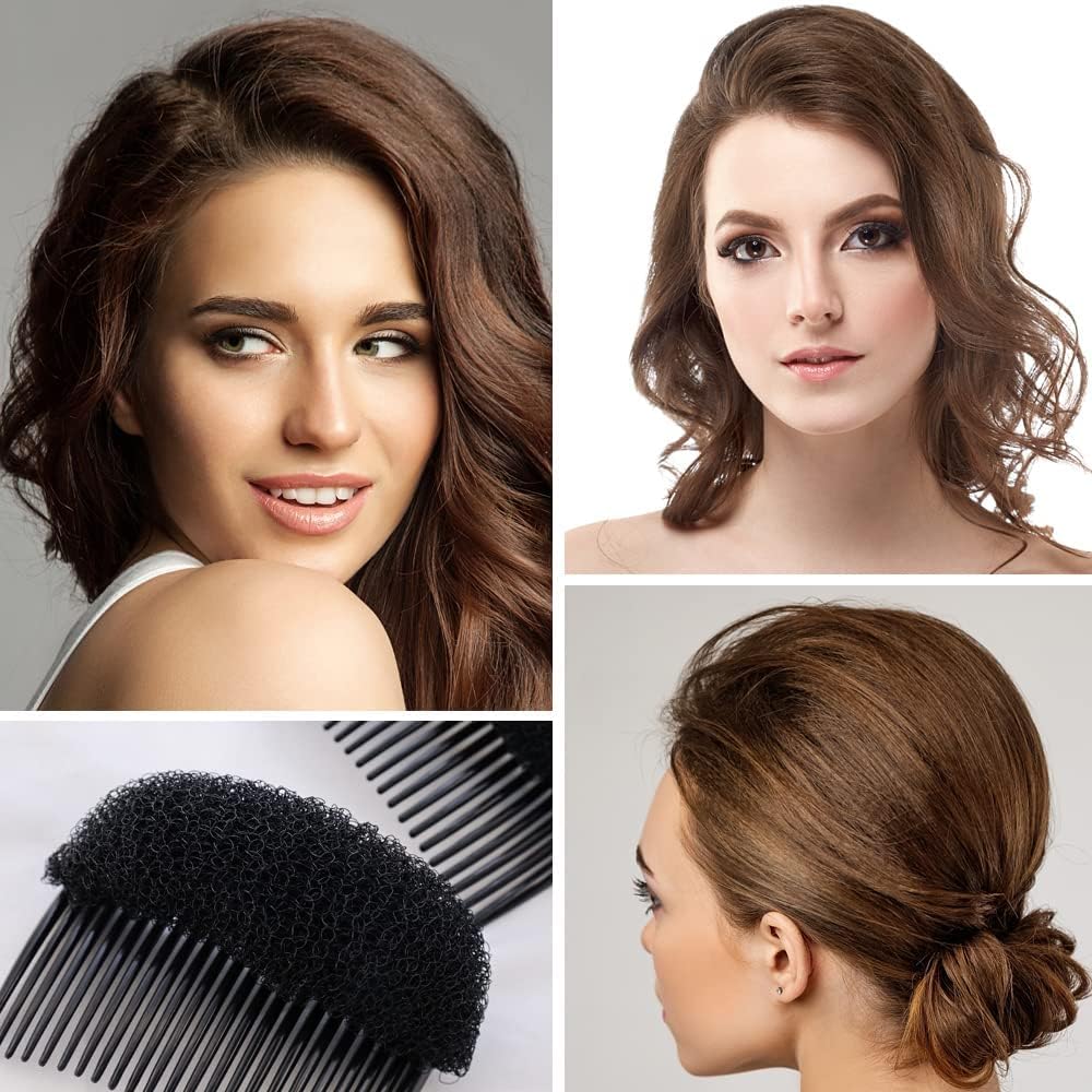 AASA Front Base Puff Hair Accessories for Women & Girls | 2-Piece Set (20g, Black) | Perfect for Weddings, Prom, Parties & Special Occasions
